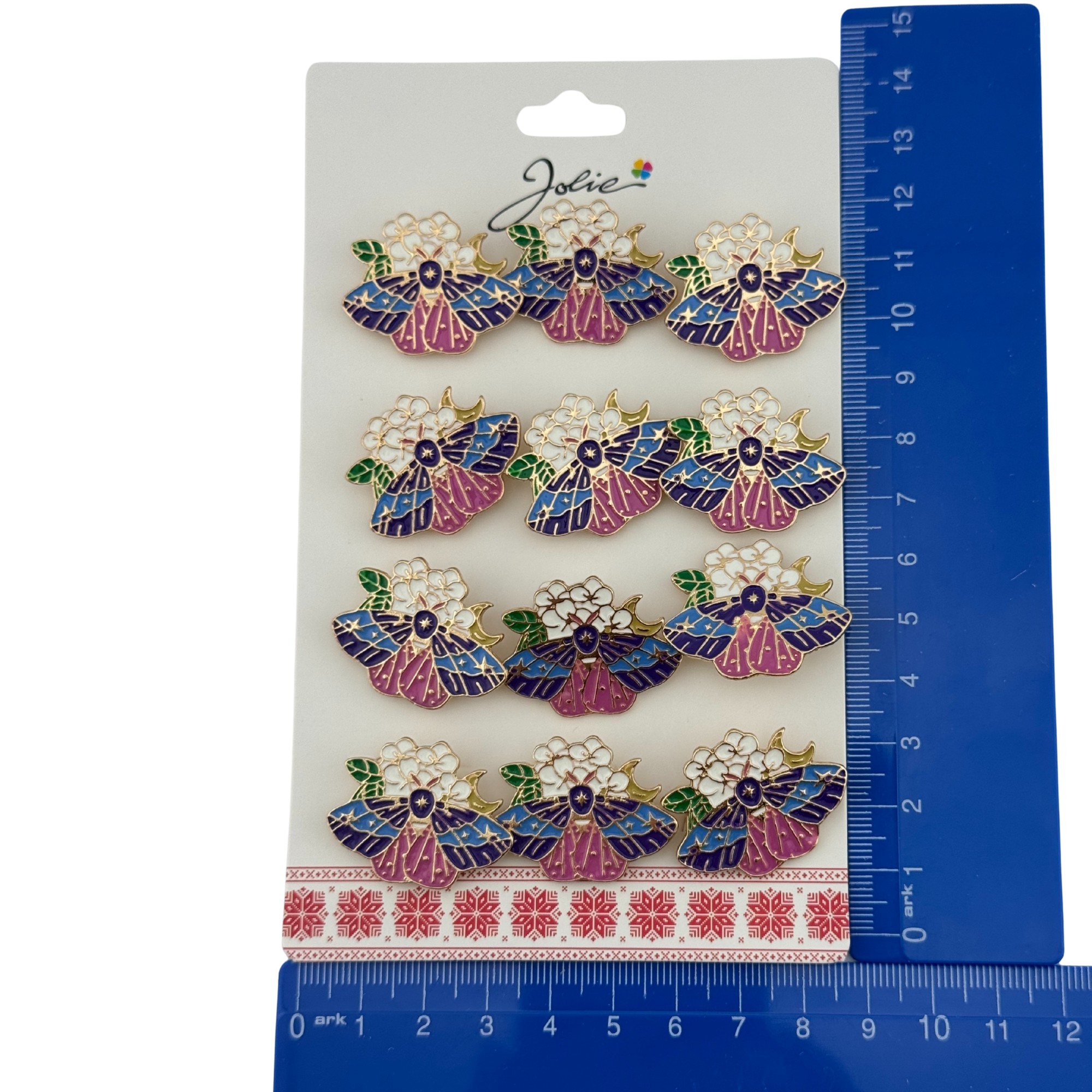 Set 12 Brose Martisor Primavara, Jolie, Model Fluture pe Floricele, Multicolor