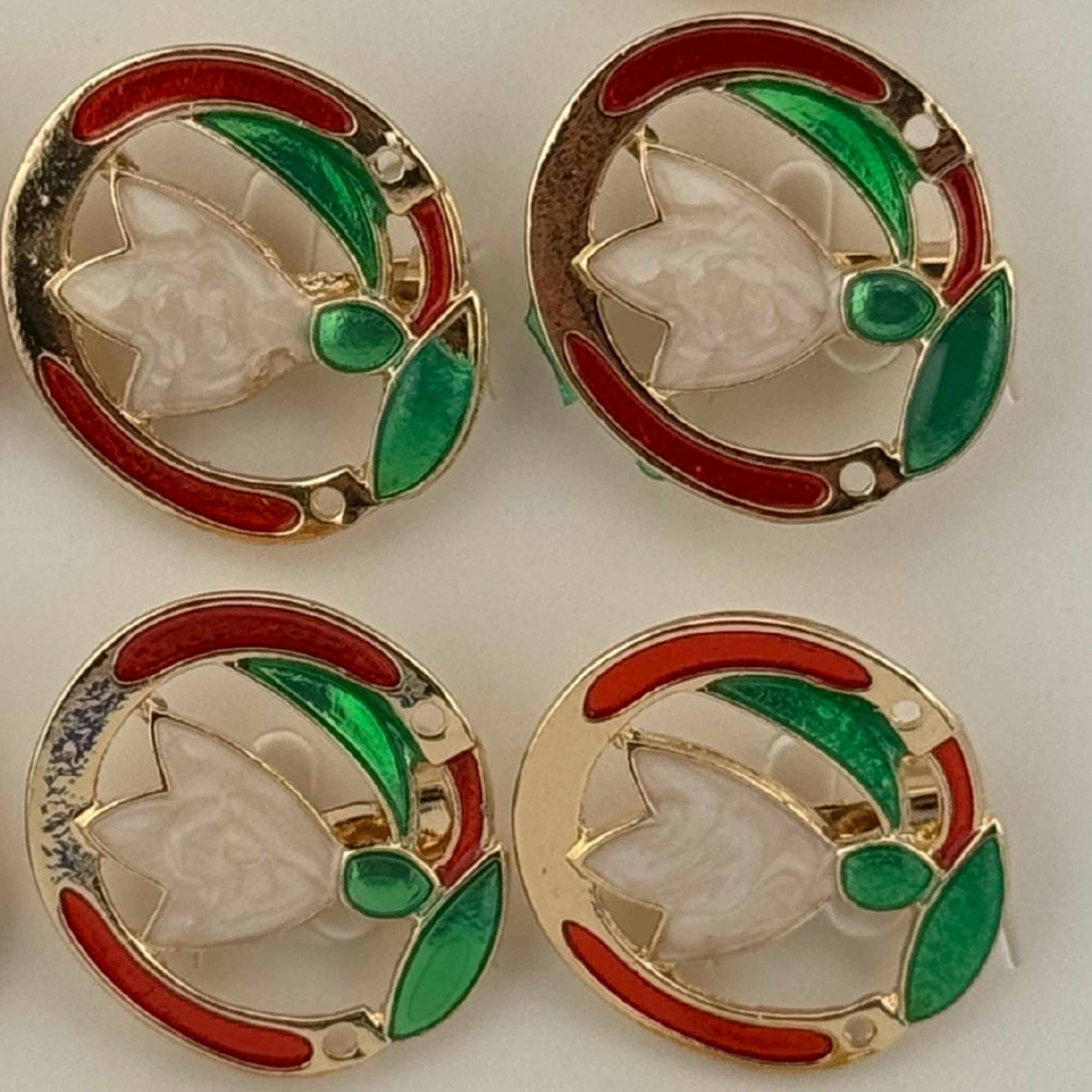 Set 12 Brose Martisor Primavara, Jolie, Model Ghiocel in Cerc, Multicolor