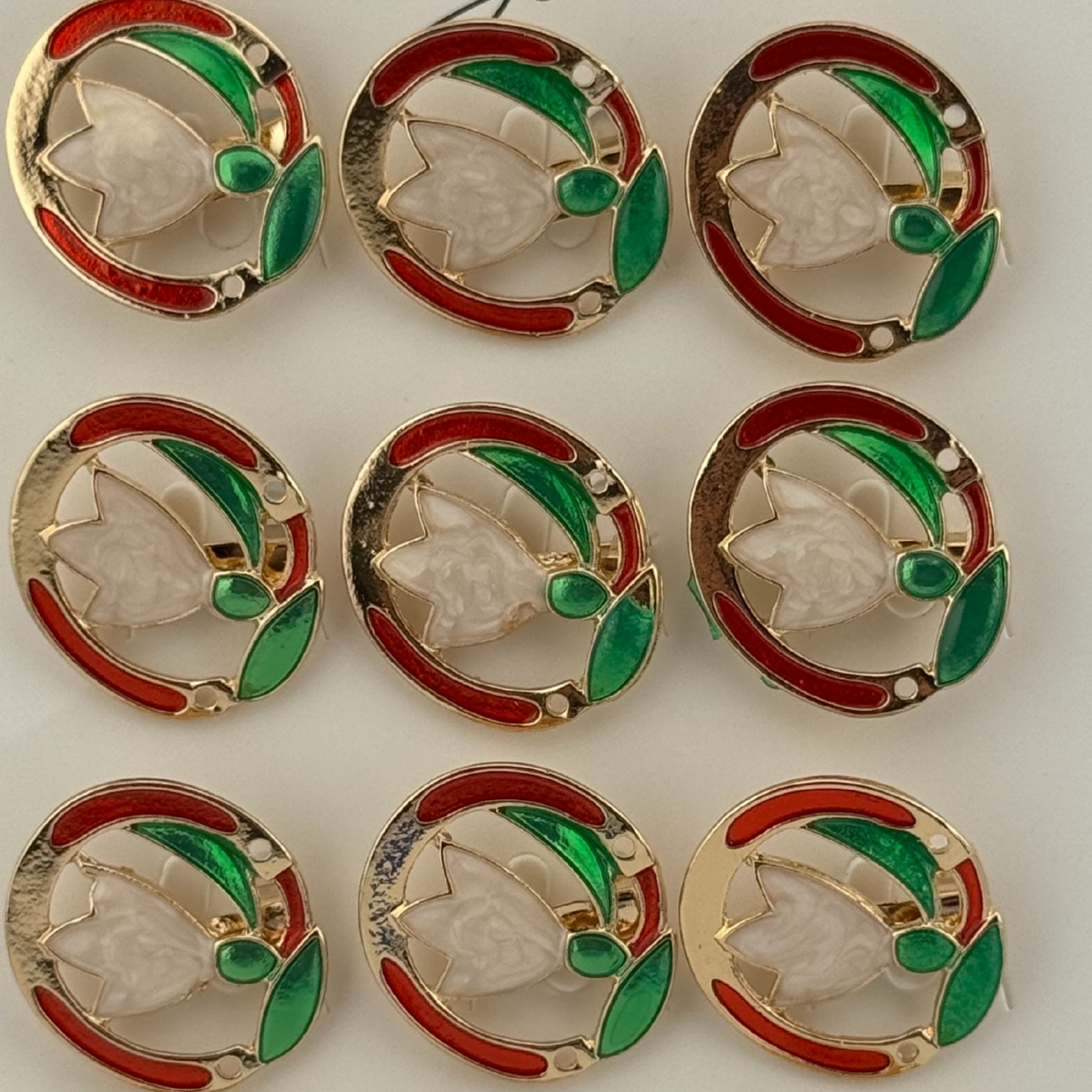 Set 12 Brose Martisor Primavara, Jolie, Model Ghiocel in Cerc, Multicolor