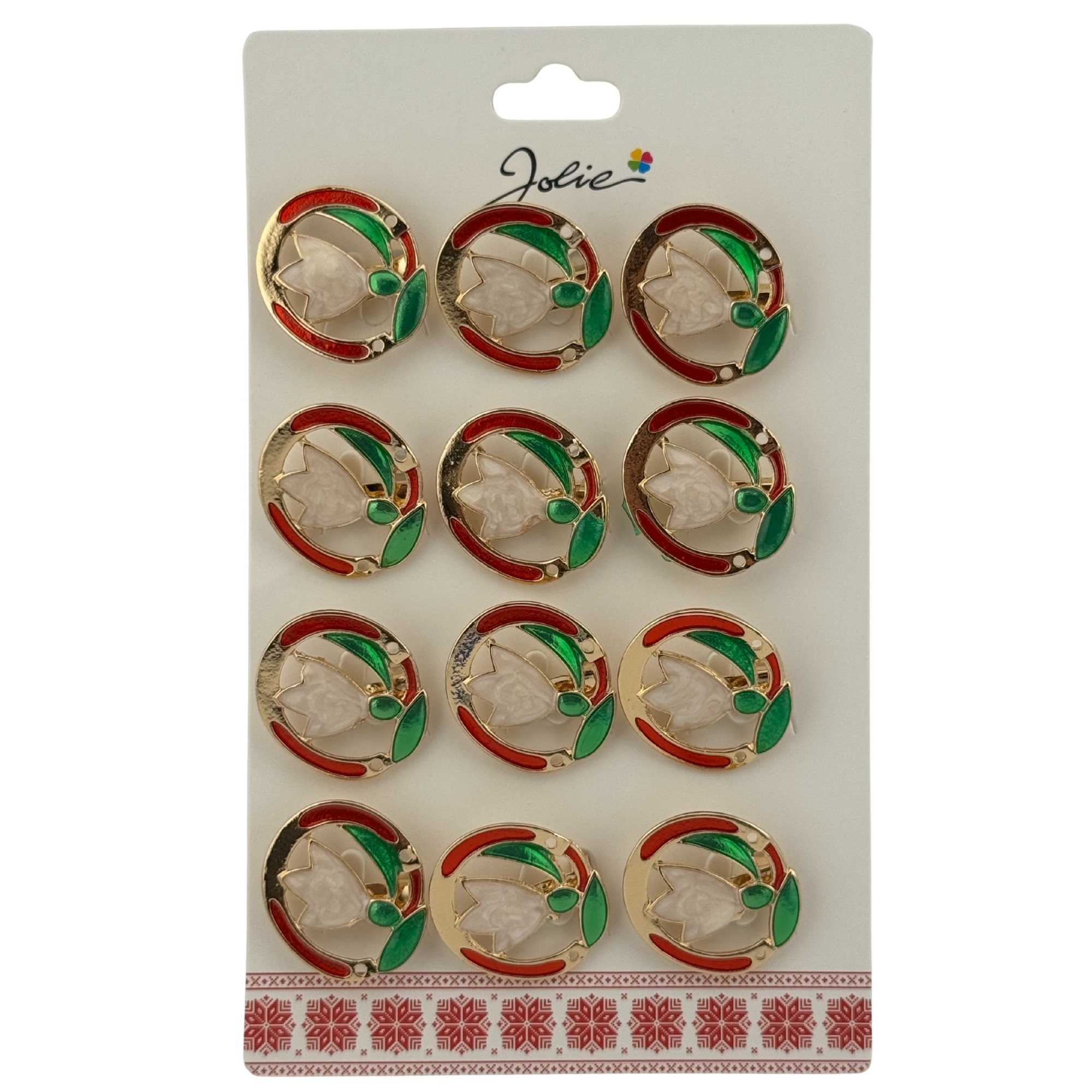 Set 12 Brose Martisor Primavara, Jolie, Model Ghiocel in Cerc, Multicolor