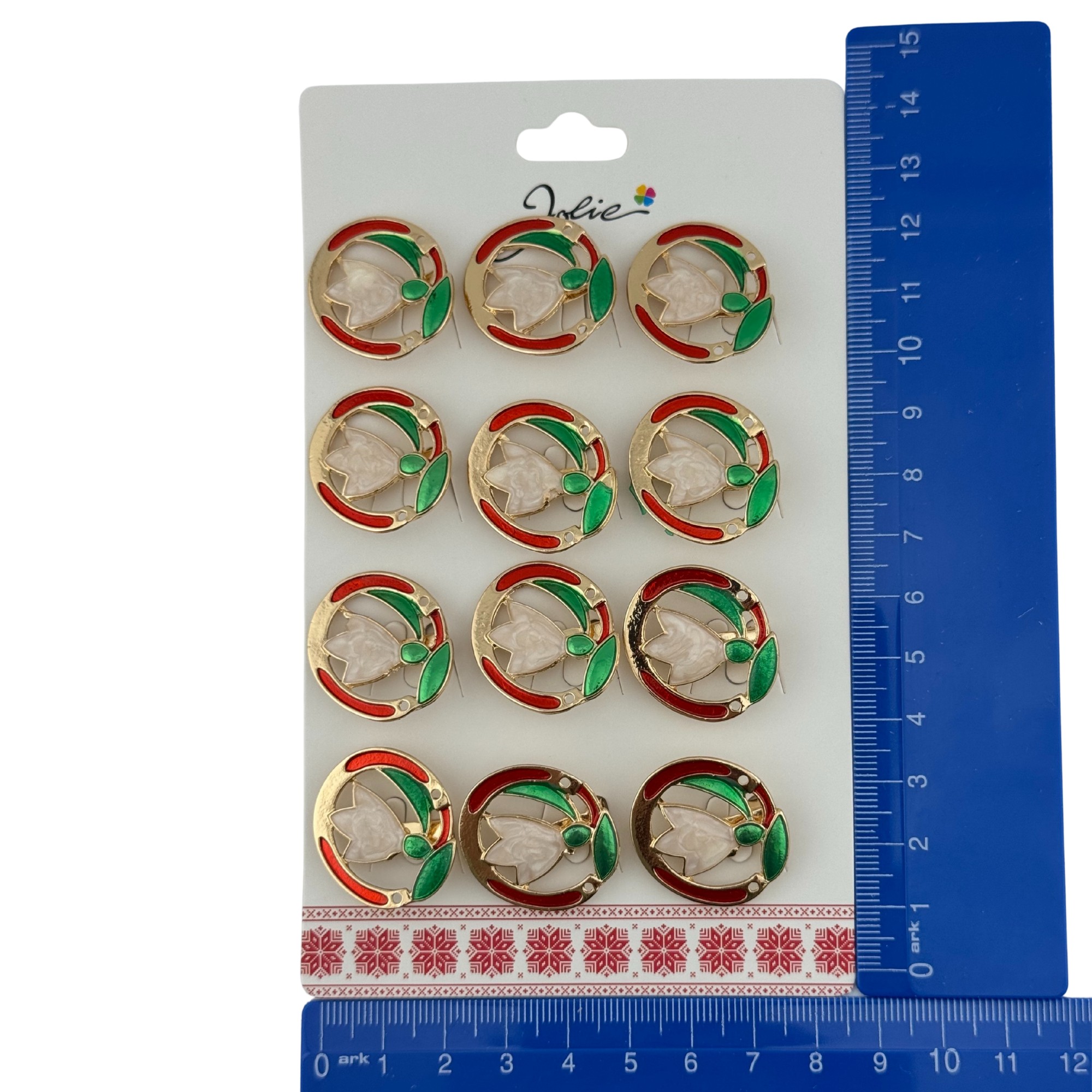 Set 12 Brose Martisor Primavara, Jolie, Model Ghiocel in Cerc, Multicolor