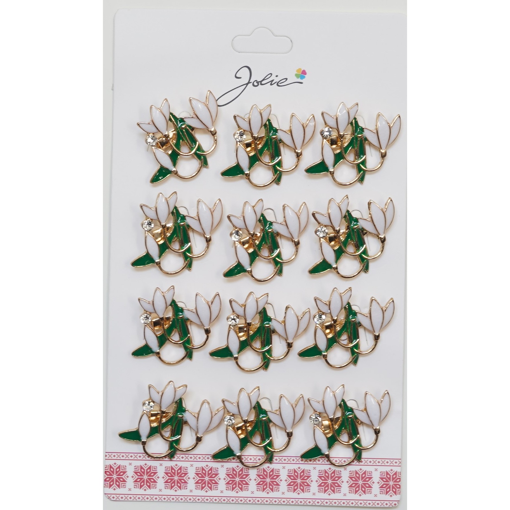 Set 12 Brose Martisor Primavara Buchet Ghiocei cu Piatra