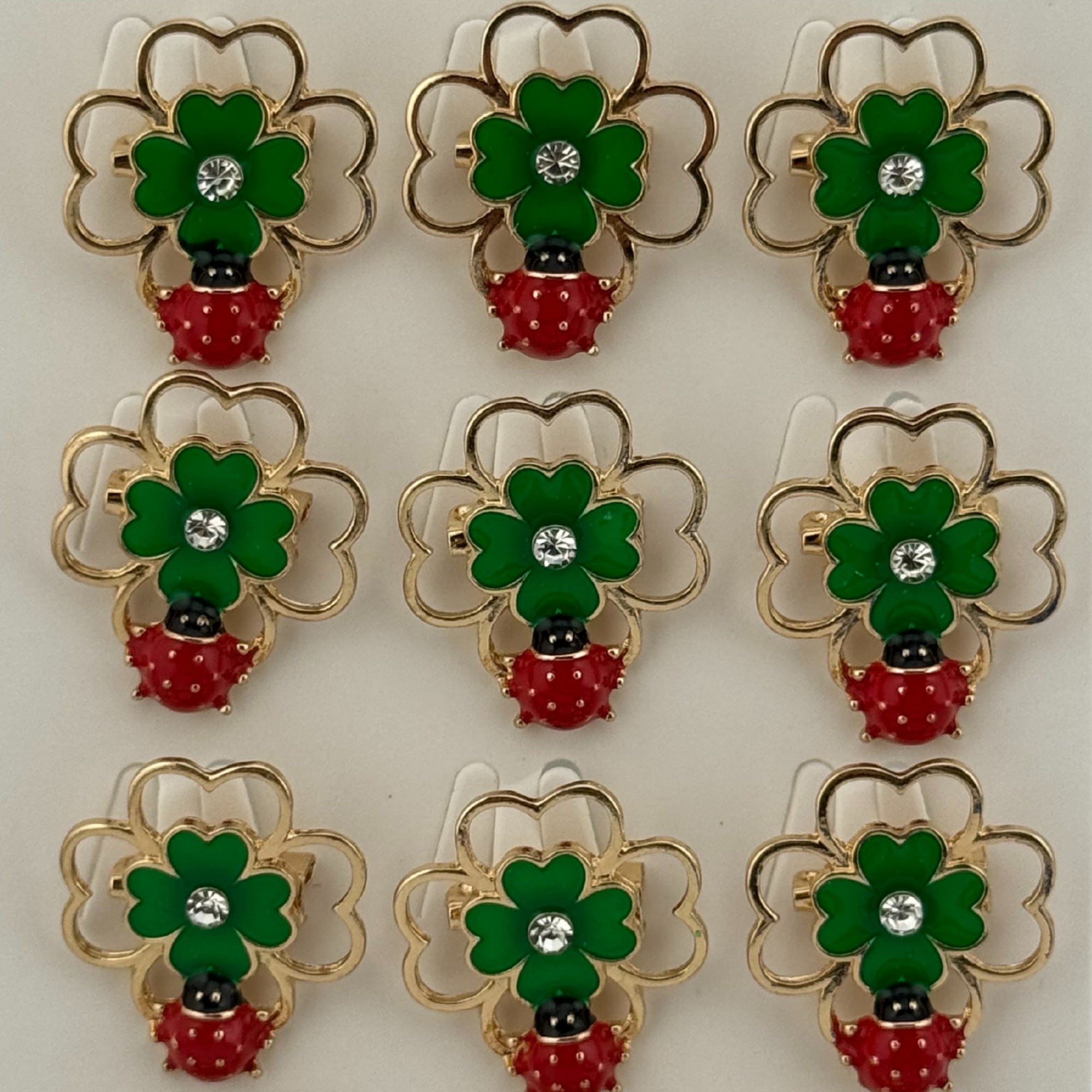 Set 12 Brose Martisor Primavara, Jolie, Model Trifoi cu Buburuza