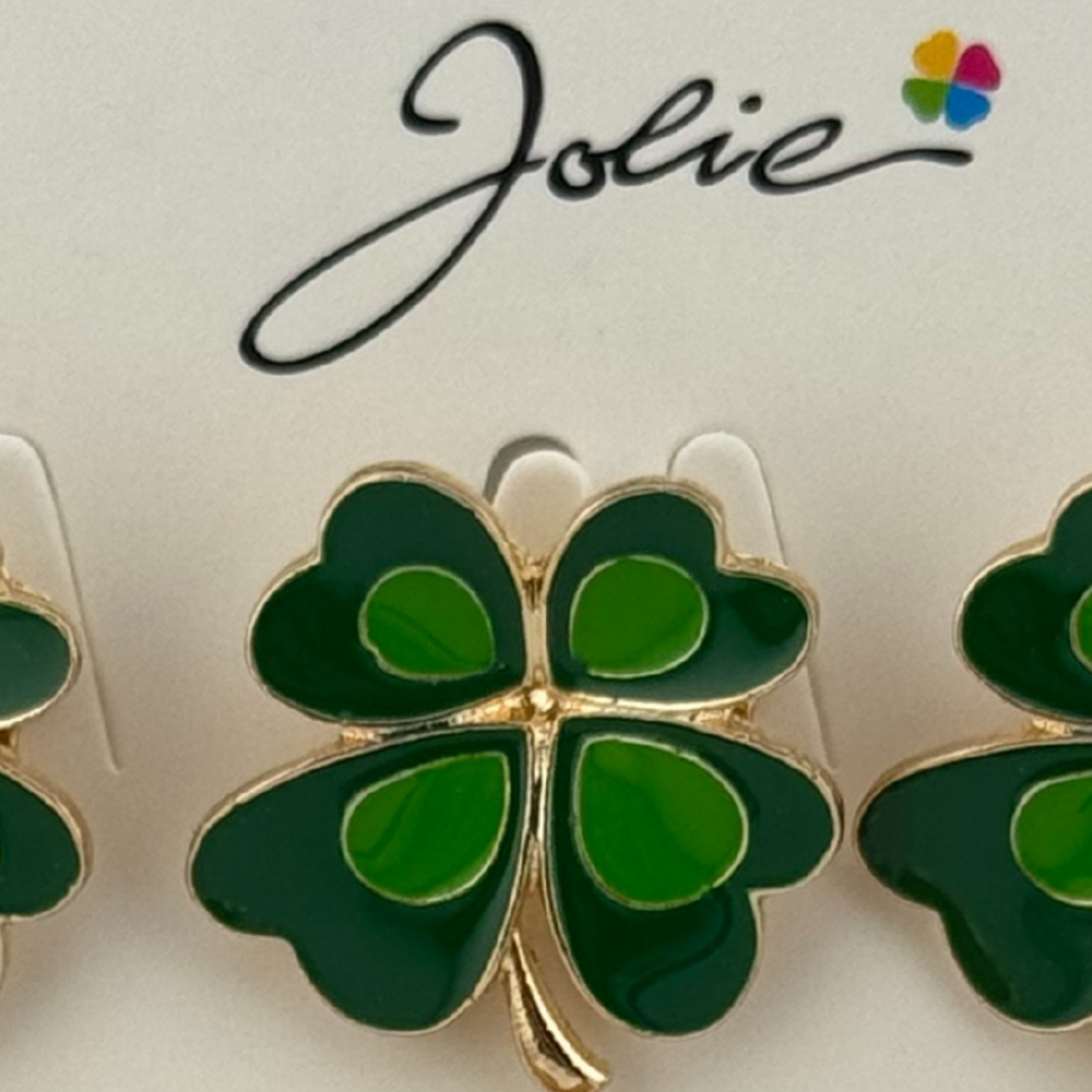 Set 12 Brose Martisor Primavara, Jolie, Model Trifoi cu Patru Foi, Verde