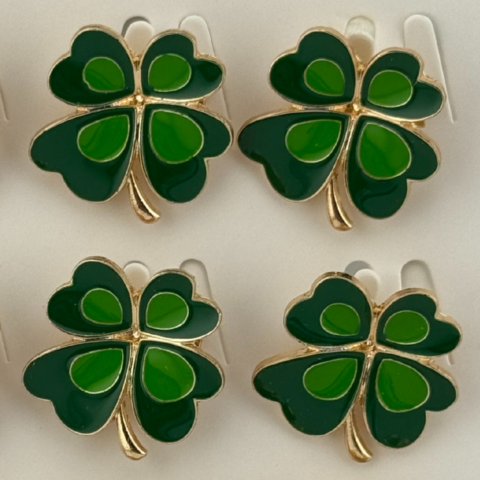 Set 12 Brose Martisor Primavara, Jolie, Model Trifoi cu Patru Foi, Verde