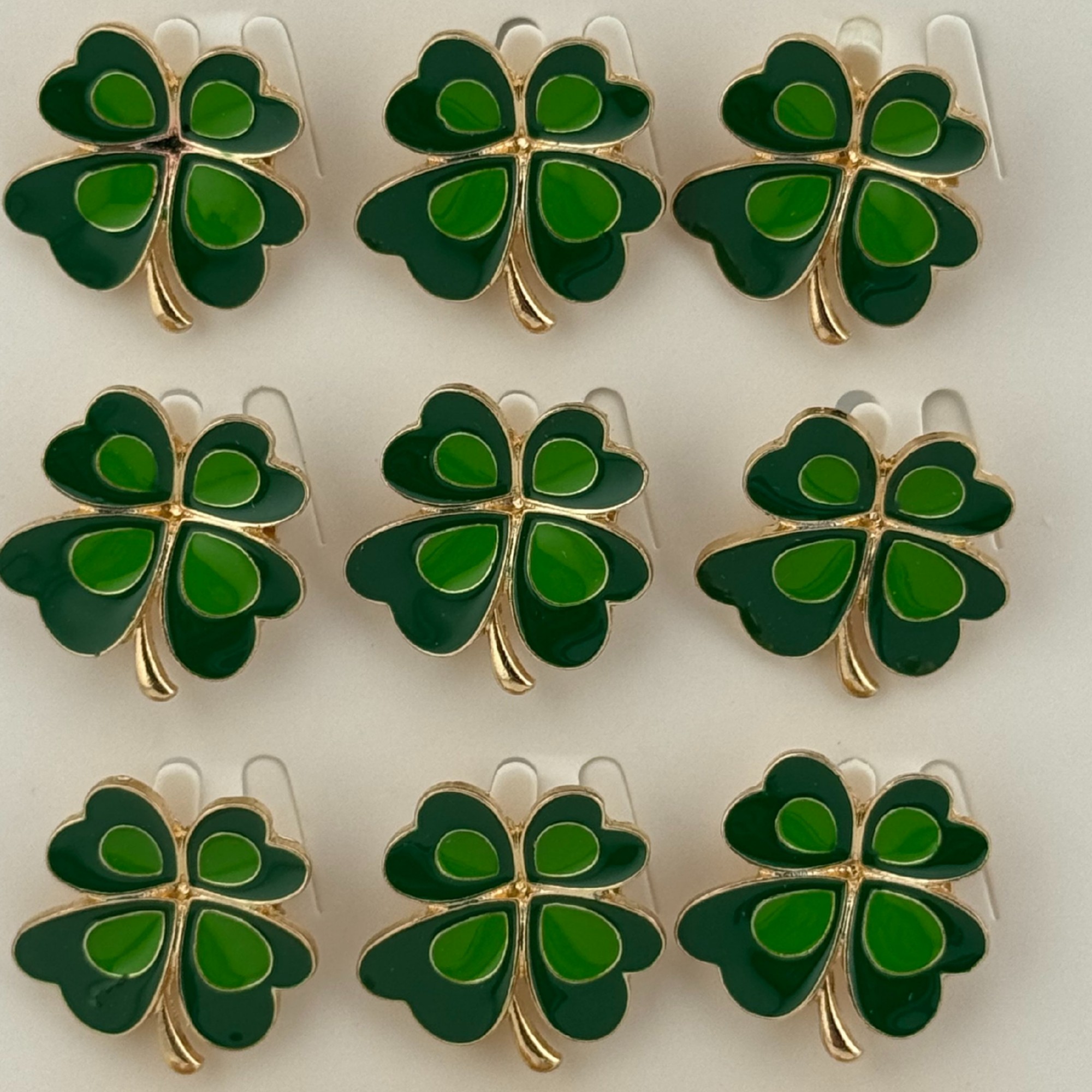 Set 12 Brose Martisor Primavara, Jolie, Model Trifoi cu Patru Foi, Verde