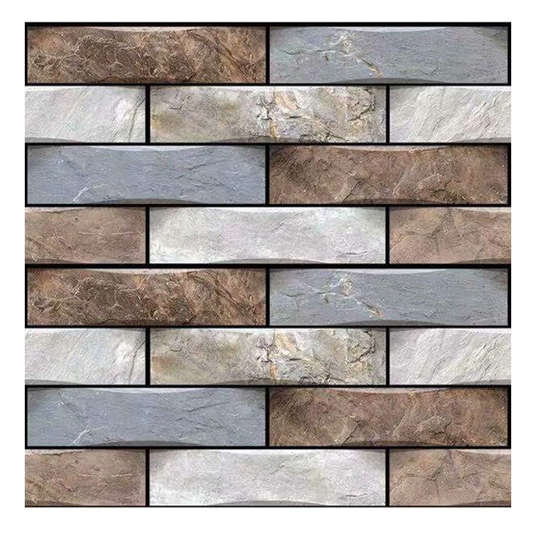 10 x Placi Tapet Autocolant 3D cu Imitatie de Marmura, pentru Perete Bucatarie Sufragerie, Usor de Curatat, Rezistent la Apa, Autoadeziv, 30x30 cm, Gri Maro Bej, Resigilat