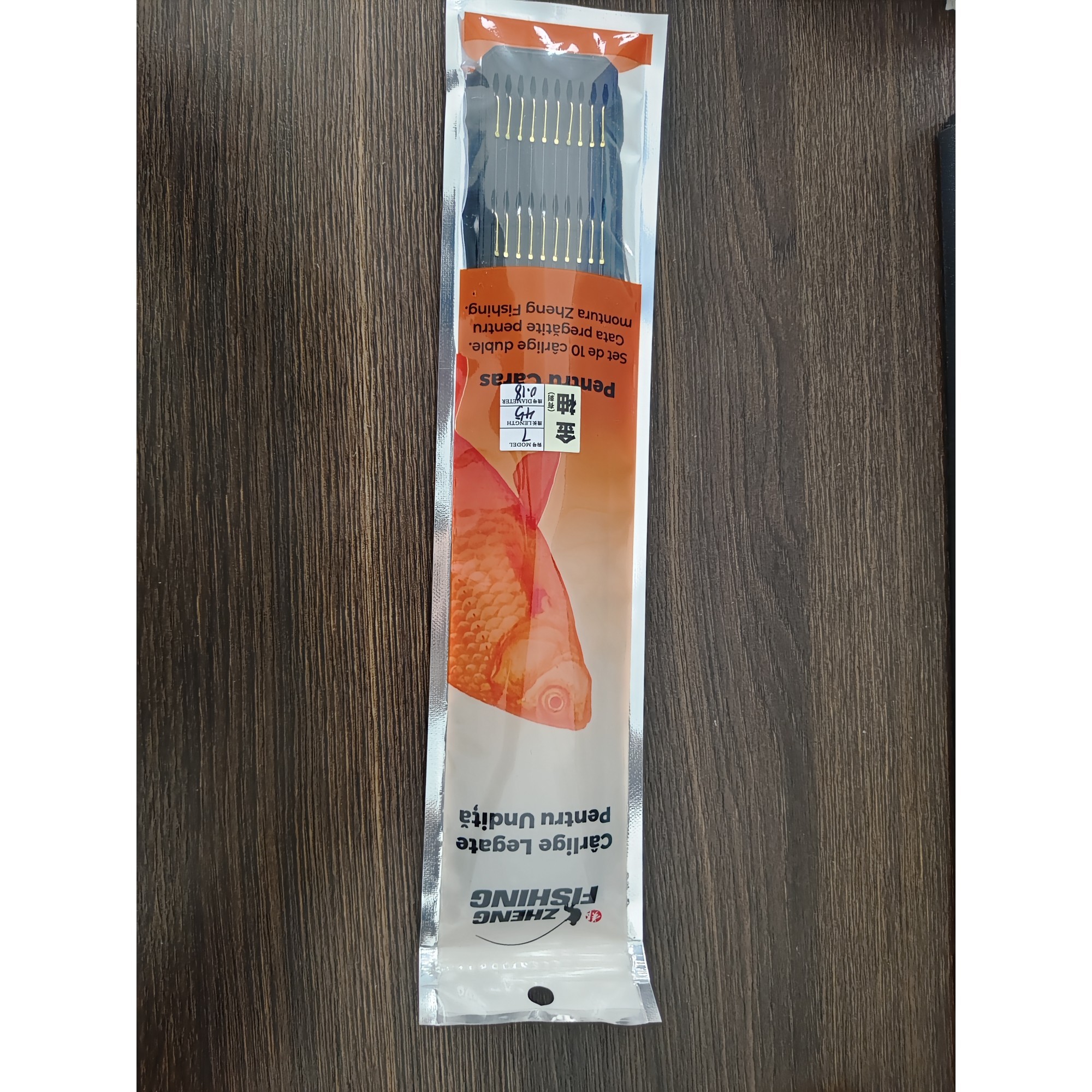 Set 10 Carlige de Pescuit, Flippy, Legate, Duble, Diametru 0.18 mm, 45 cm
