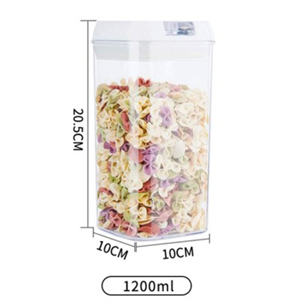 Cutie de Depozitare Alimente, Flippy, Cutie de Depozitare tip Container pentru Bucatarie, cu Capac, Inchidere Ermetica, Cutie pentru Cereale, 20.5 x 10 x 10 cm, volum 1.2 L, Alb