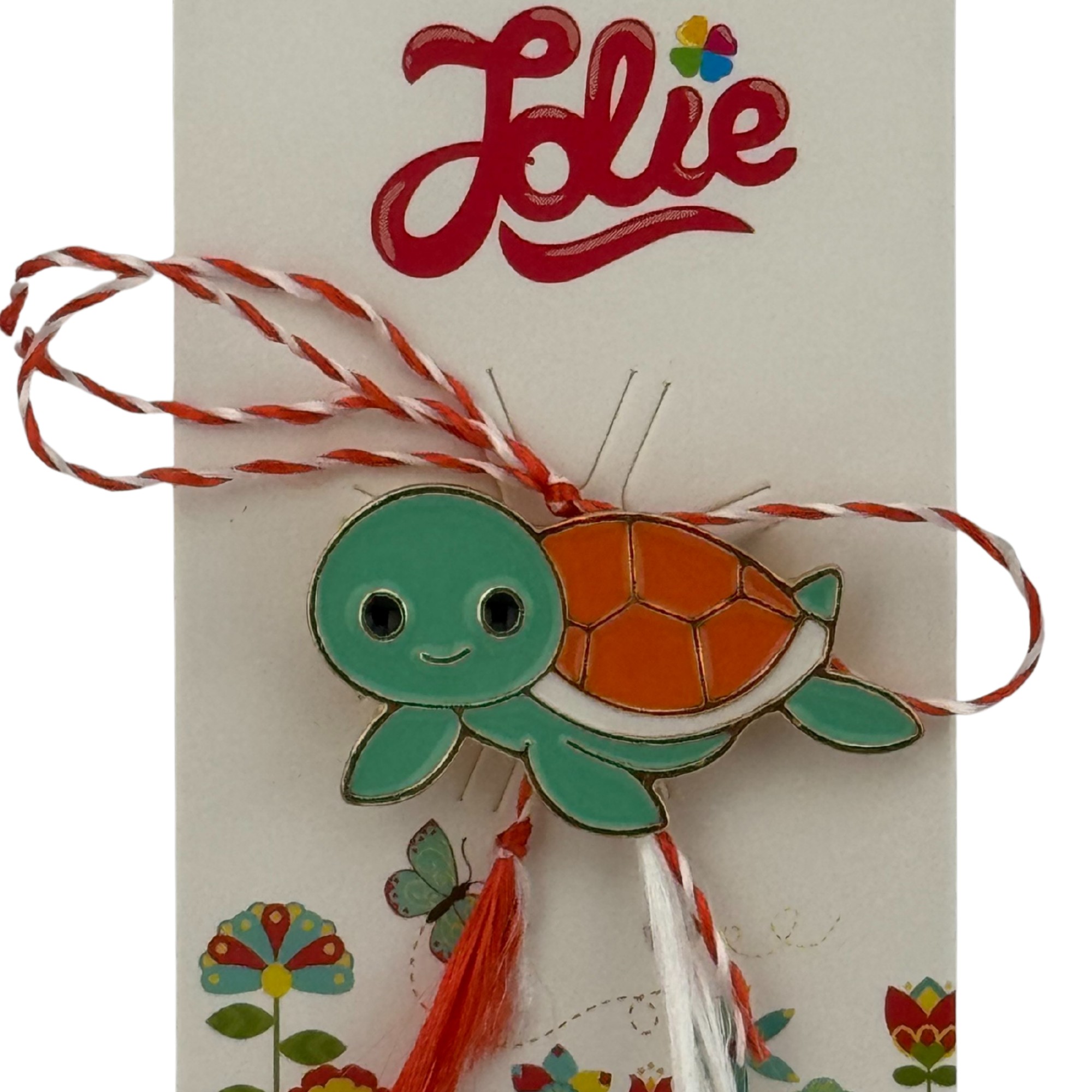 Martisor pentru copii, Jolie, Material Metal, Ambalaj Carton cu Design, Dimensiune Brosa Aproximativ 2x2 cm, Multicolor, Model Broasca Testoasa