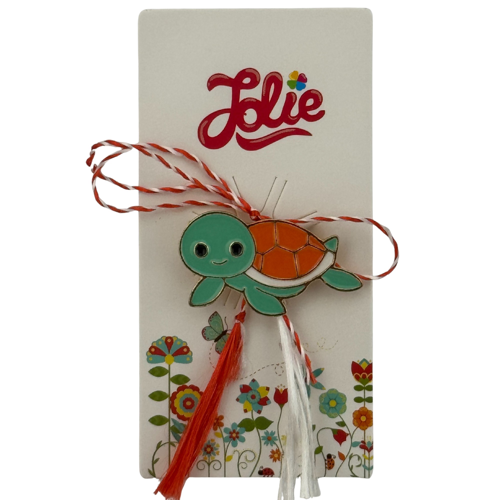 Martisor pentru copii, Jolie, Material Metal, Ambalaj Carton cu Design, Dimensiune Brosa Aproximativ 2x2 cm, Multicolor, Model Broasca Testoasa