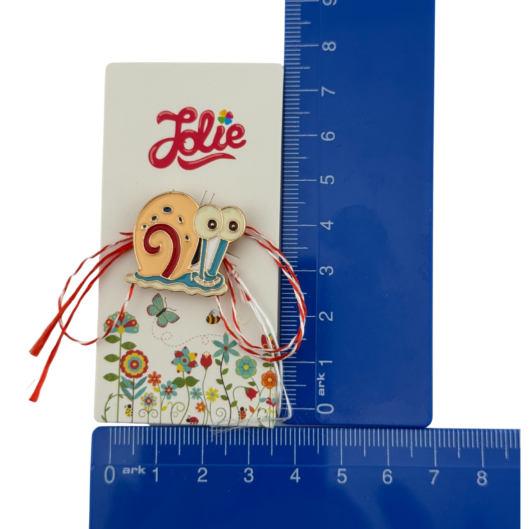 Martisor pentru copii, Jolie, Material Metal, Ambalaj Carton cu Design, Dimensiune Brosa Aproximativ 2x2 cm, Multicolor, Model Melc