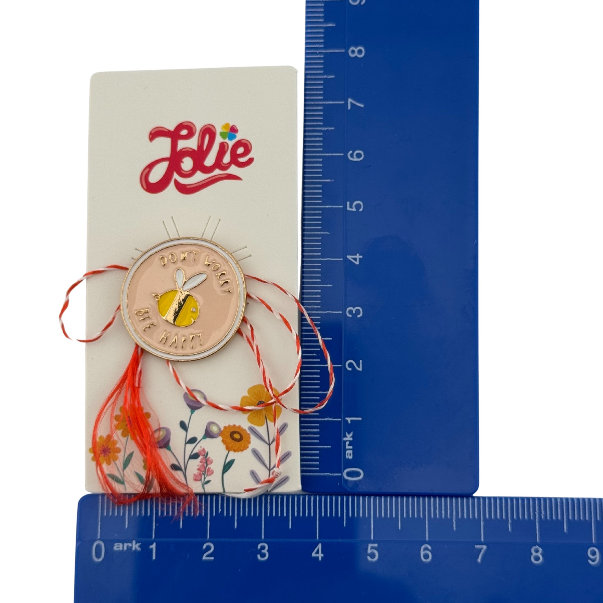 Martisor pentru copii, Jolie, Material Metal, Ambalaj Carton cu Design, Dimensiune Brosa Aproximativ 2x2 cm, Multicolor, cu Mesaj, Model Albinuta