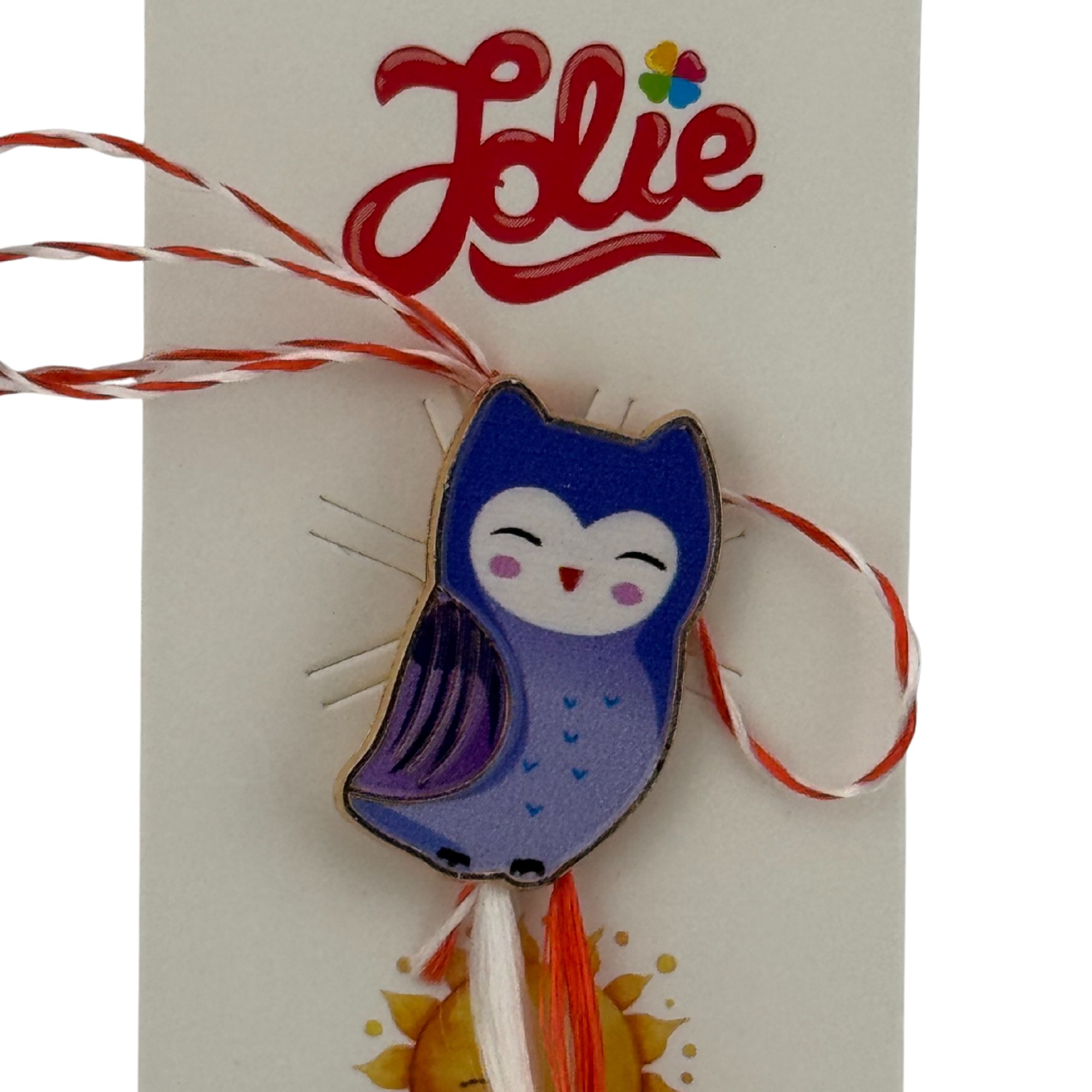 Martisor pentru copii, Jolie, Material Metal, Ambalaj Carton cu Design, Dimensiune Brosa Aproximativ 2x2 cm, Multicolor, Model Pasare