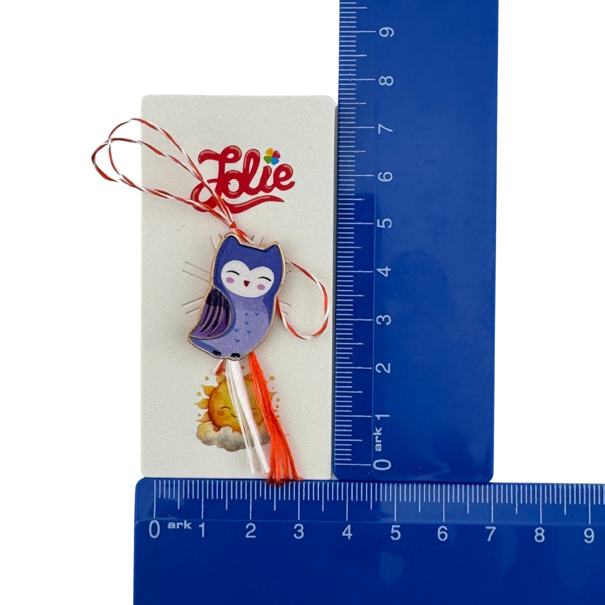 Martisor pentru copii, Jolie, Material Metal, Ambalaj Carton cu Design, Dimensiune Brosa Aproximativ 2x2 cm, Multicolor, Model Pasare