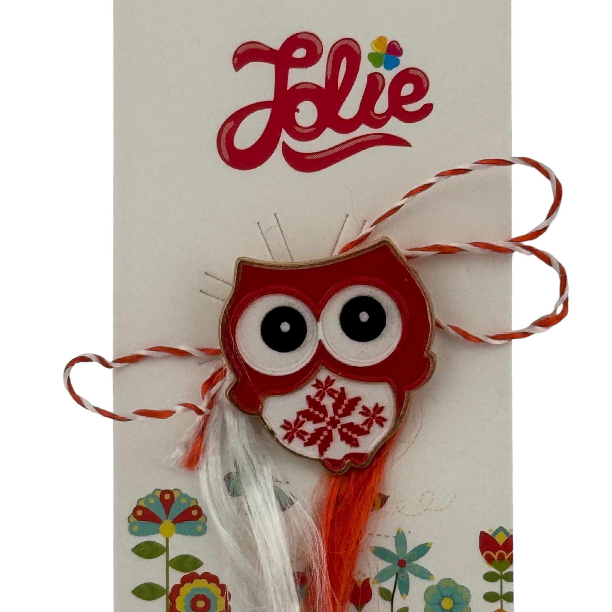 Martisor pentru copii, Jolie, Material Metal, Ambalaj Carton cu Design, Dimensiune Brosa Aproximativ 2x2 cm, Multicolor, Model Bufnita