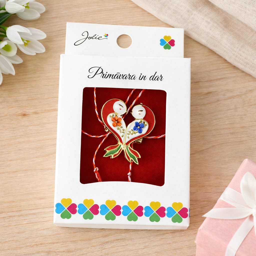 Martisor Brosa Mica in Cutie, Jolie, Dimensiune Brosa 2.5-3 cm, Material Metal, Model Vrabiute, Multicolor