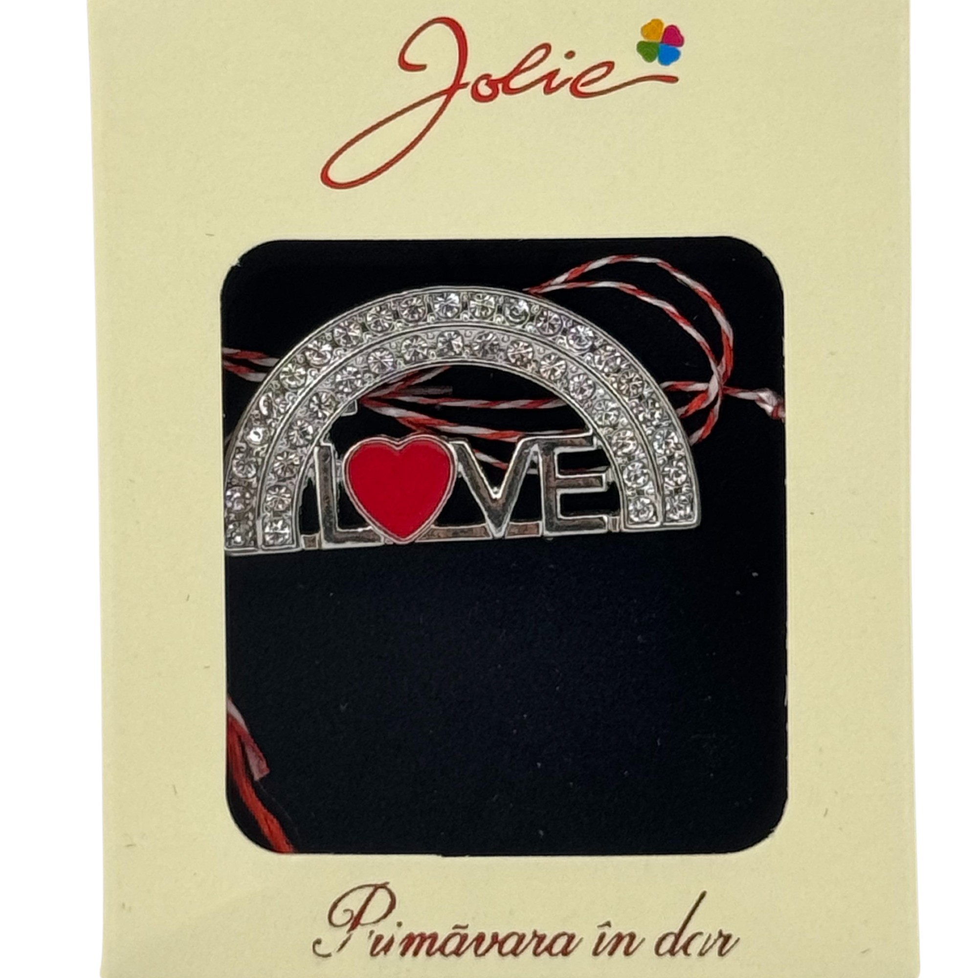 Martisor Brosa Medie, Jolie, Multicolora, Dimensiune Brosa 5 cm, Material Metal, Model Love