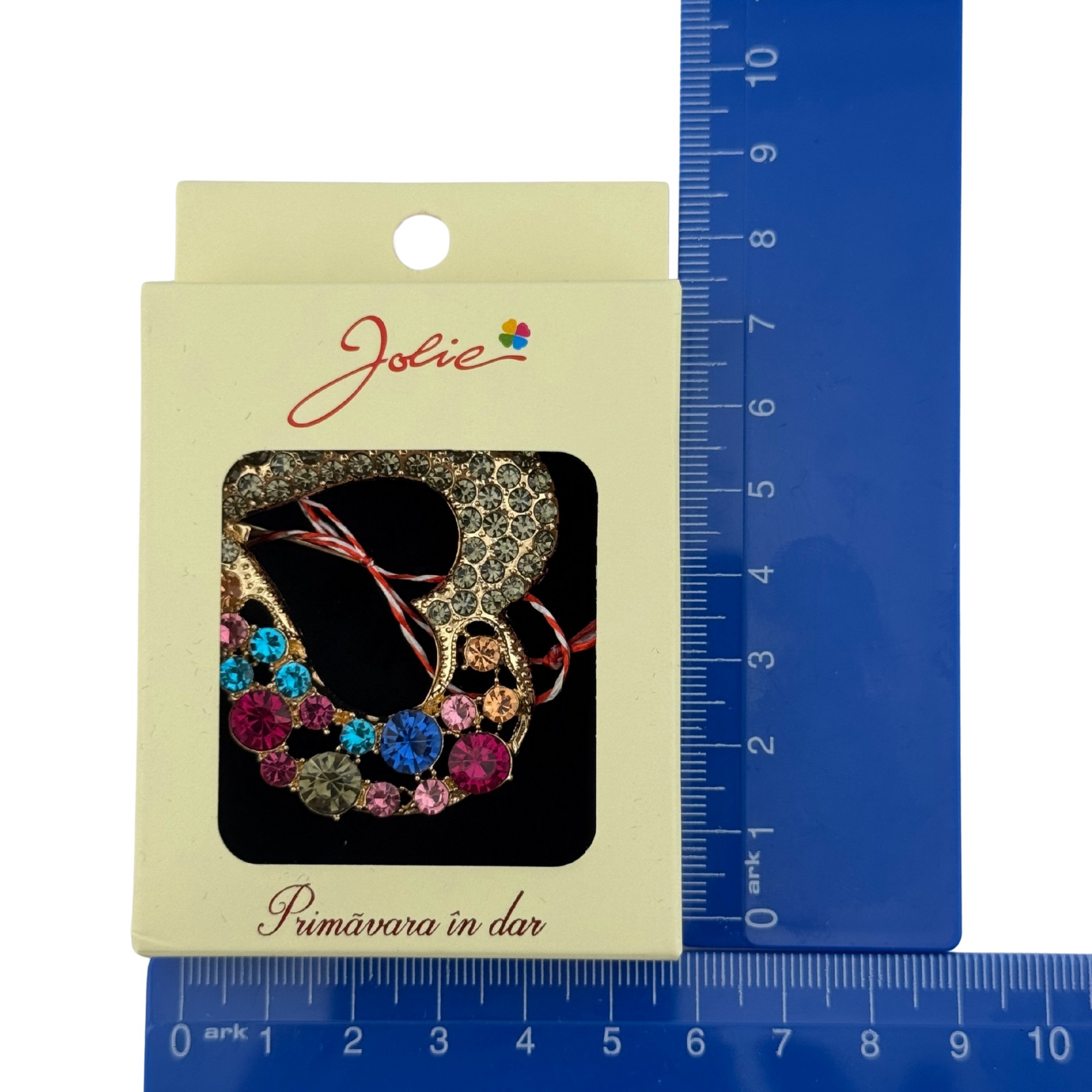 Martisor Brosa Medie, Jolie, Multicolora, Dimensiune Brosa 5 cm, Material Metal, Model Inima