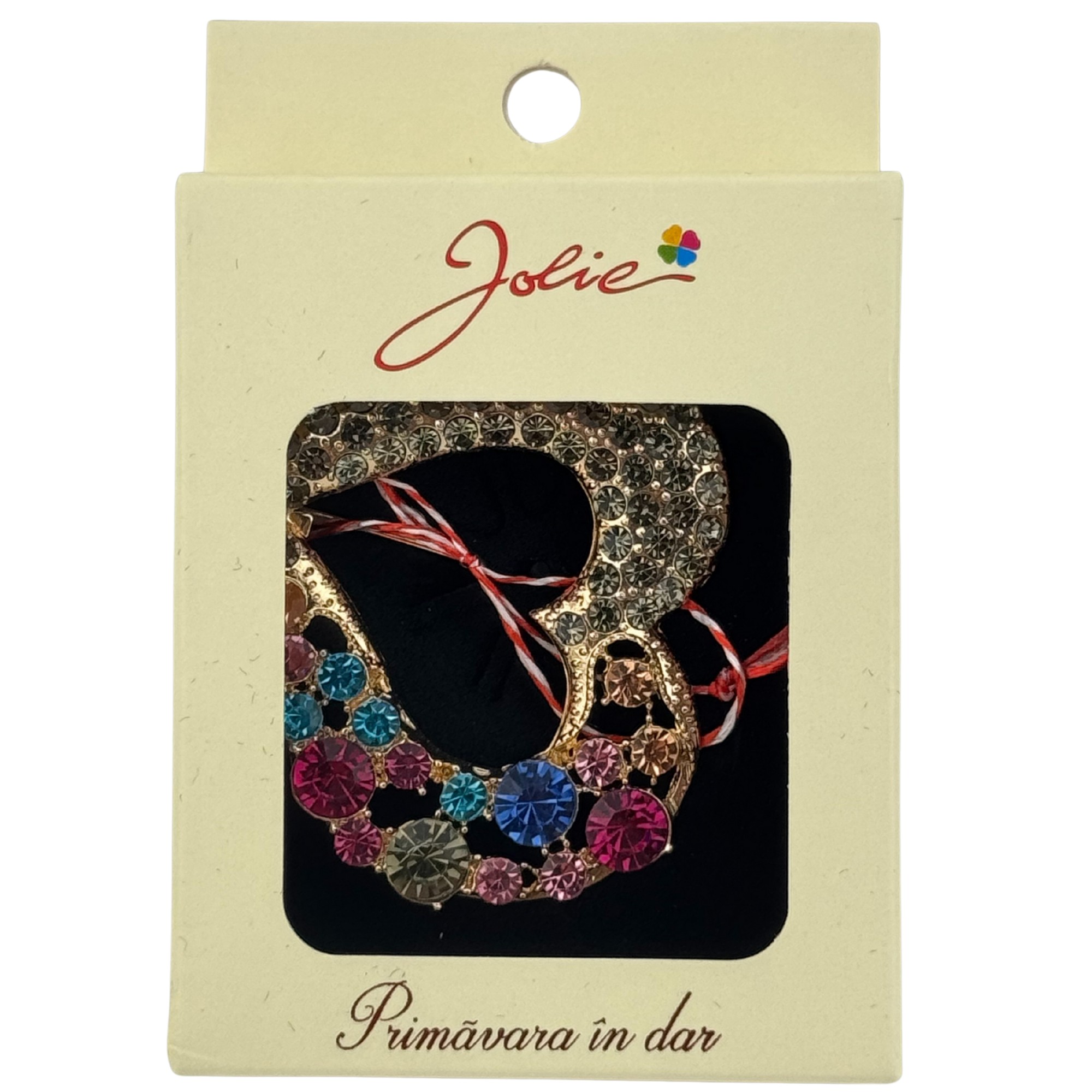 Martisor Brosa Medie, Jolie, Multicolora, Dimensiune Brosa 5 cm, Material Metal, Model Inima