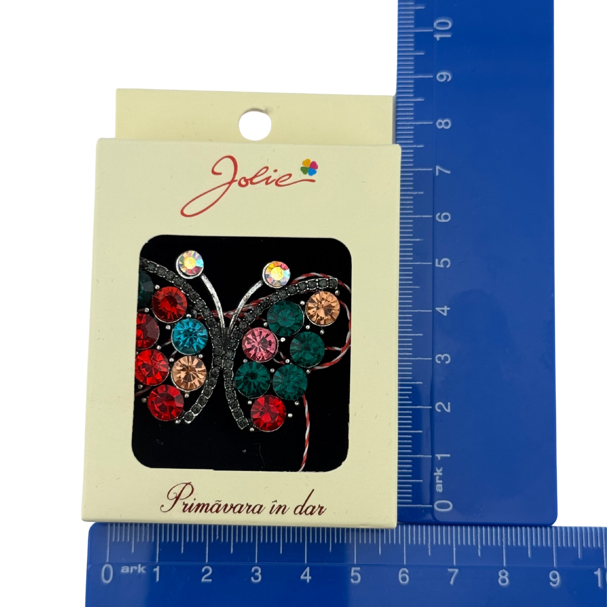 Martisor Brosa Medie, Jolie, Multicolora, Dimensiune Brosa 5 cm, Material Metal, Model Fluturas