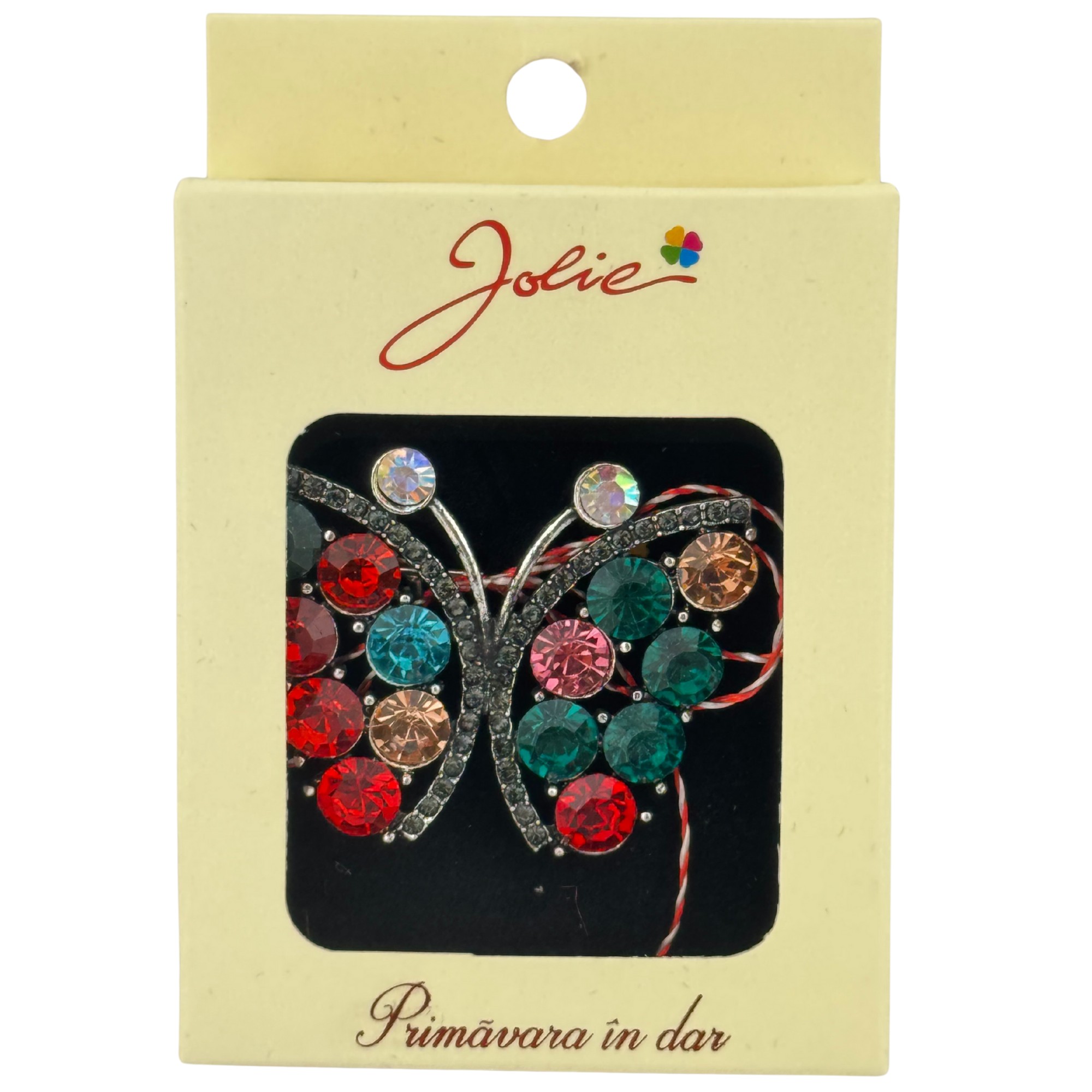 Martisor Brosa Medie, Jolie, Multicolora, Dimensiune Brosa 5 cm, Material Metal, Model Fluturas