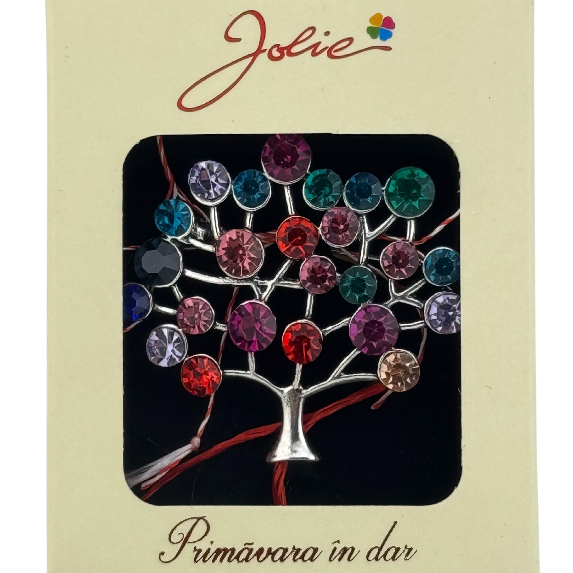 Martisor Brosa Medie, Jolie, Multicolora, Dimensiune Brosa 5 cm, Material Metal, Model Copacul Vietii