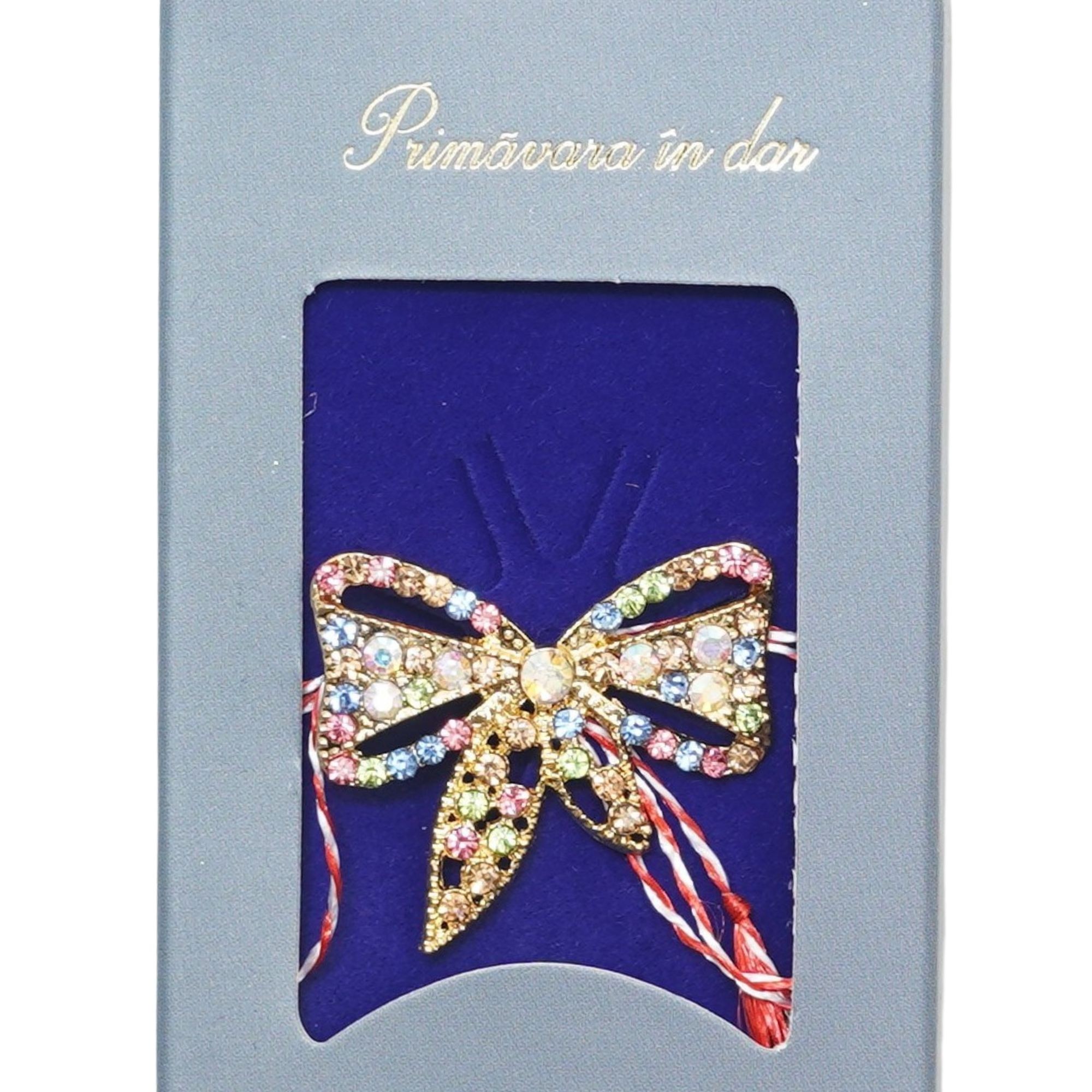 Martisor Brosa Placata cu Aur 24K, Jolie, Ambalaj Carton cu Design, Material Metal, Model Fundita, Dimensiune Brosa 2 - 3 cm, Multicolor