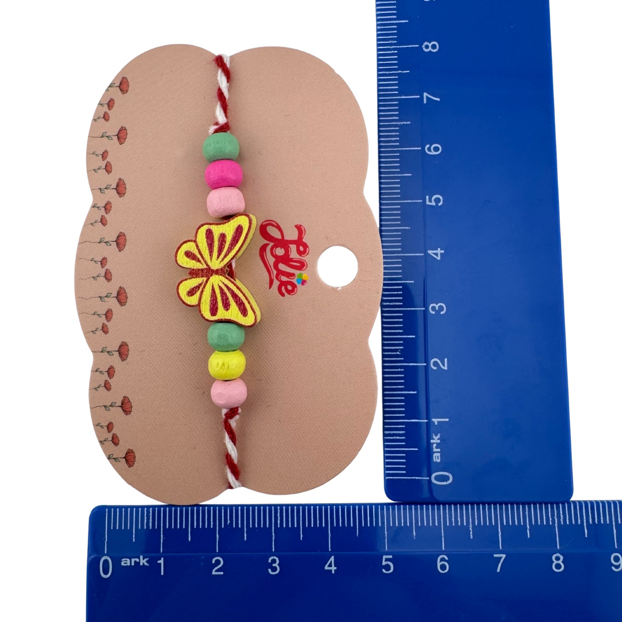 Martisor Bratara Multicolora pentru Copii, Jolie, din Lemn si Textil, Model Fluturas