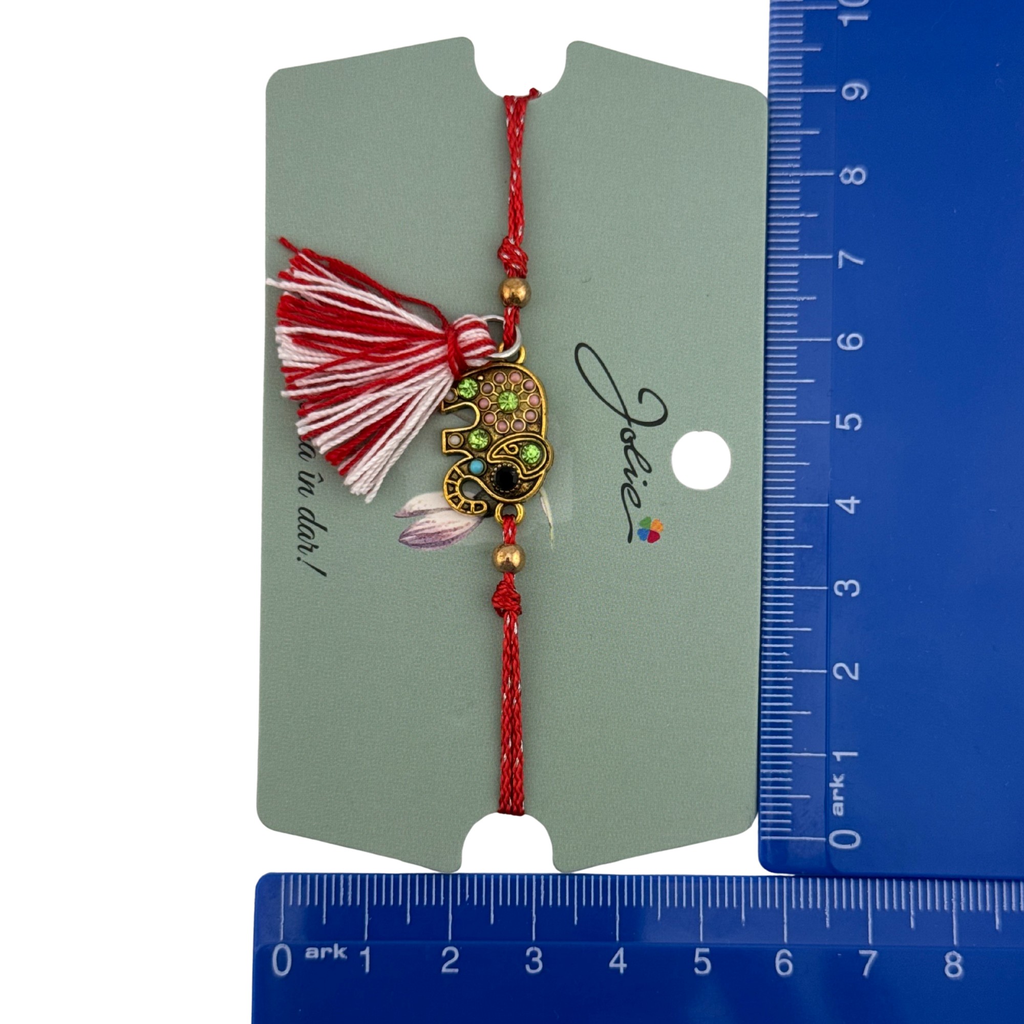 Martisor Bratara Ciucure, Jolie, Snur Rosu Reglabil, cu Pandantiv, Model Elefant