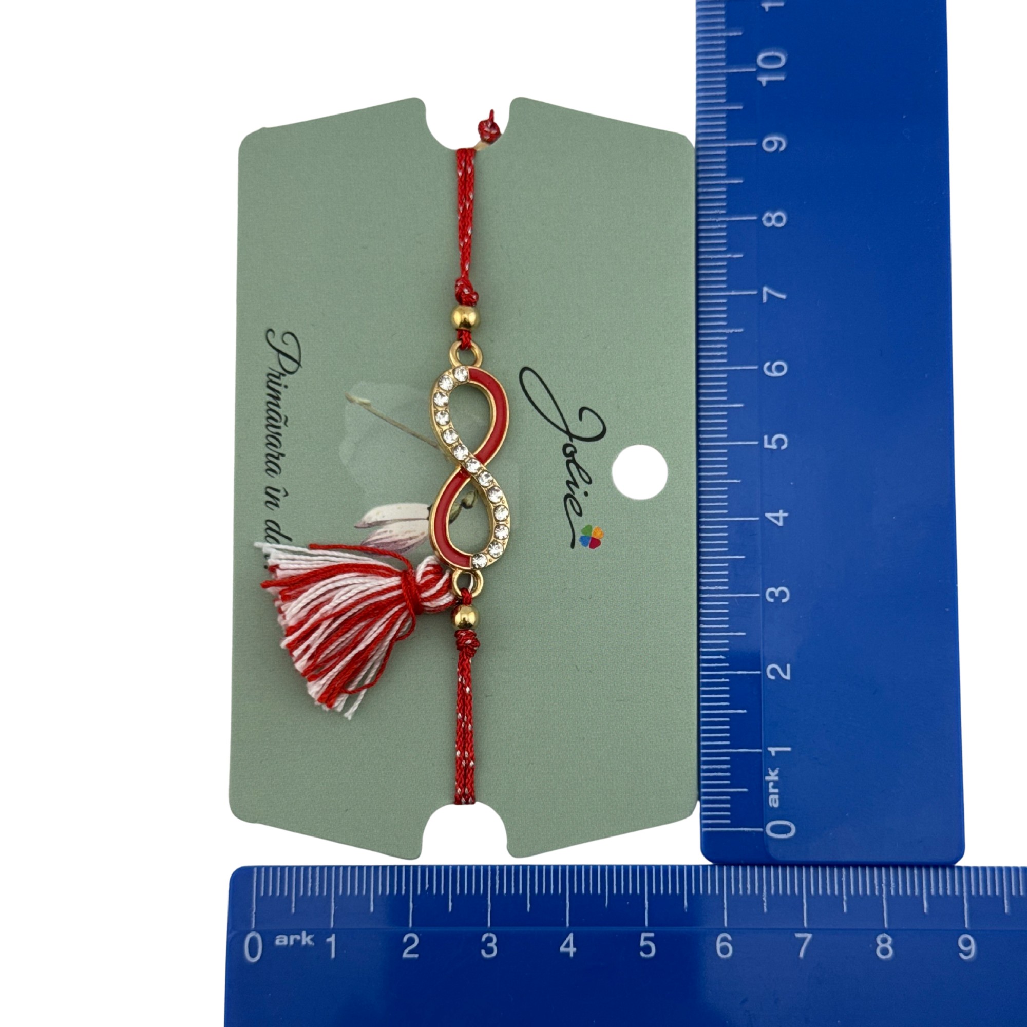 Martisor Bratara Ciucure, Jolie, Snur Rosu Reglabil, cu Pandantiv, Model Infinit