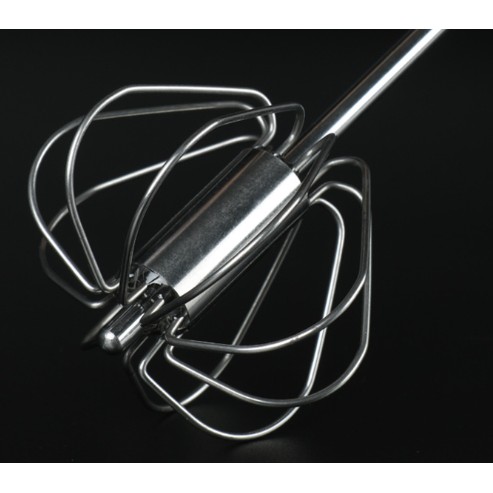 Mixer Manual, Flippy, pentru Oua Smantana Frisca Aluat, Maner Otel Inoxidabil, Usor de Utilizat si Depozitat, 33 x 7 cm Argintiu