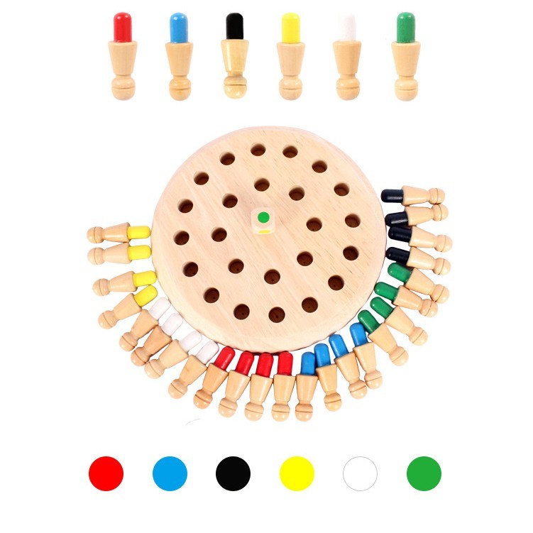 Joc de Memorie, Flippy, pentru Toata Familia, din Lemn, Diametru Tabla de Joc 17 cm, Interactiva, +4 Ani, 6 Culori, Multicolor