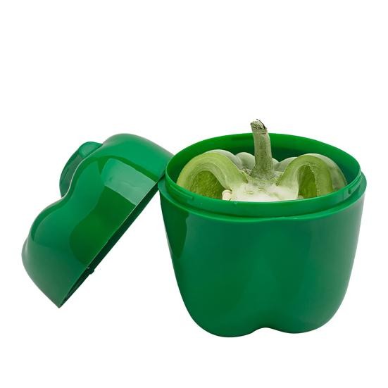 Cutie Alimentara, Flippy, Model Ardei, din Plastic, 9.8 x 9.8 x 10.7 cm, 350 ml, Verde
