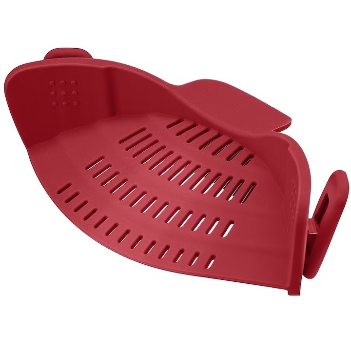 Filtru Silicon, Flippy, Rosu, Rezistent la Caldura, Universal, Paste, Legume, Fructe, 23x12.5x6.7 cm
