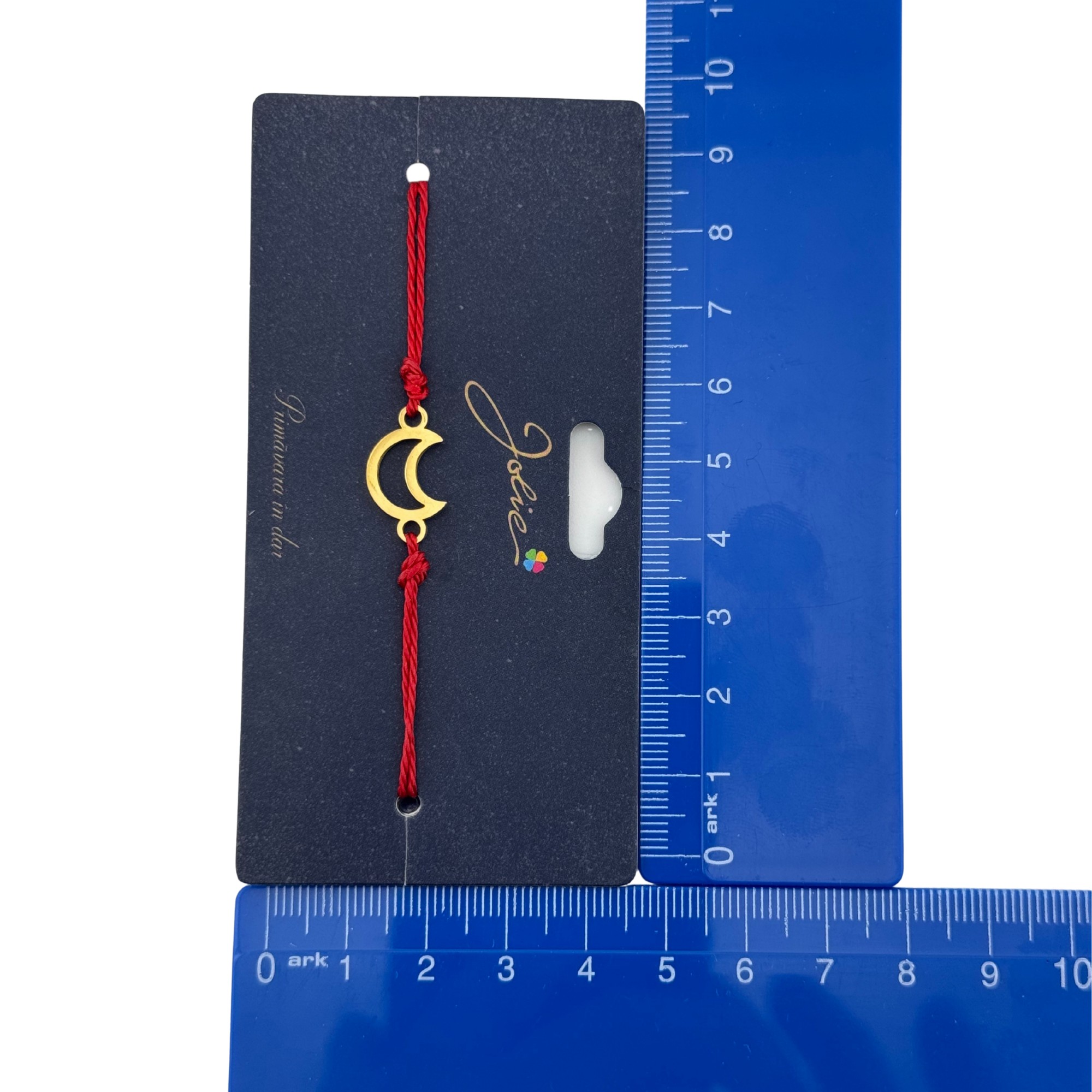 Martisor Bratara Primavara, Textil si Inox, Jolie, Snur Rosu, Model Luna, Auriu