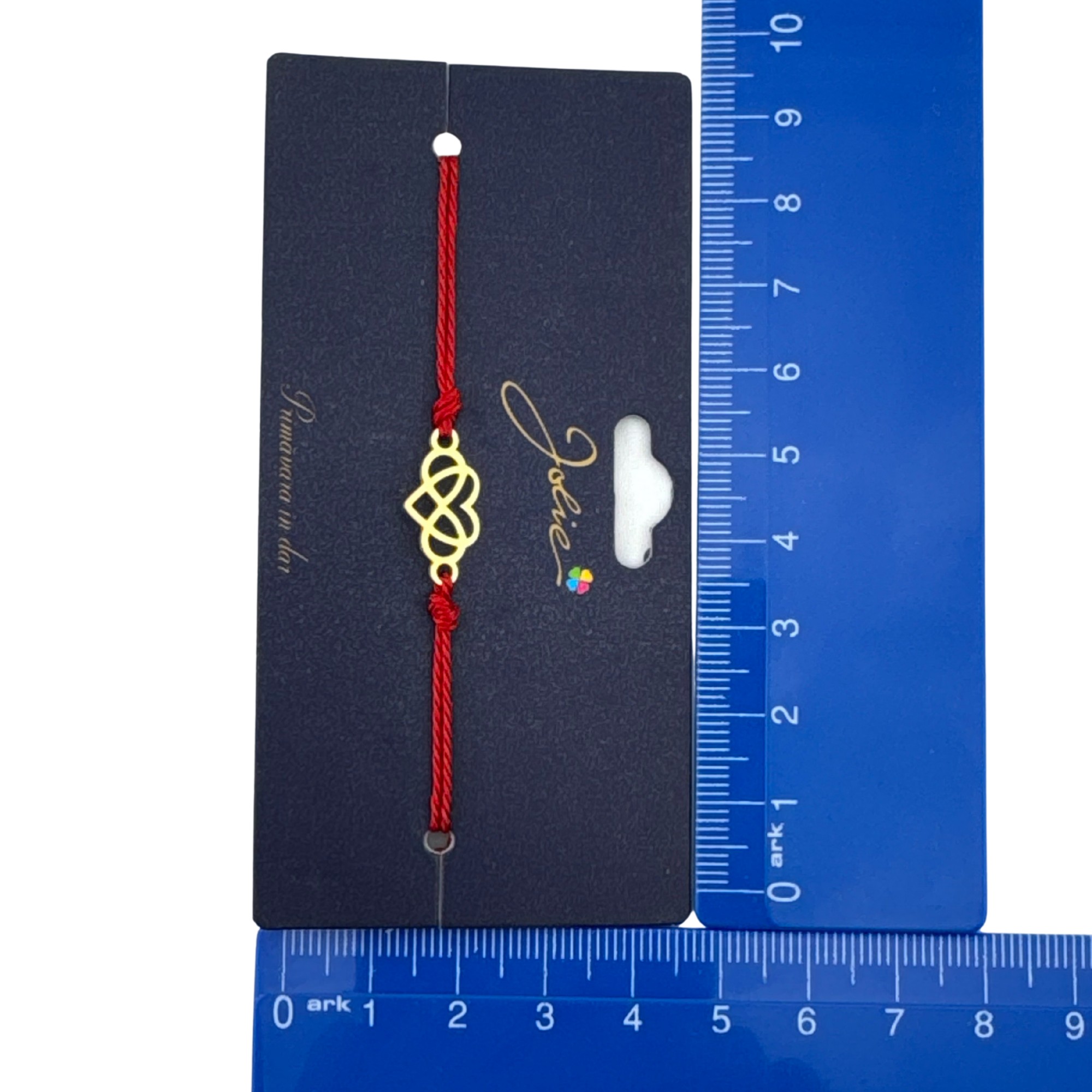 Martisor Bratara Primavara, Textil si Inox, Jolie, Snur Rosu, Model Inima Infinit, Auriu