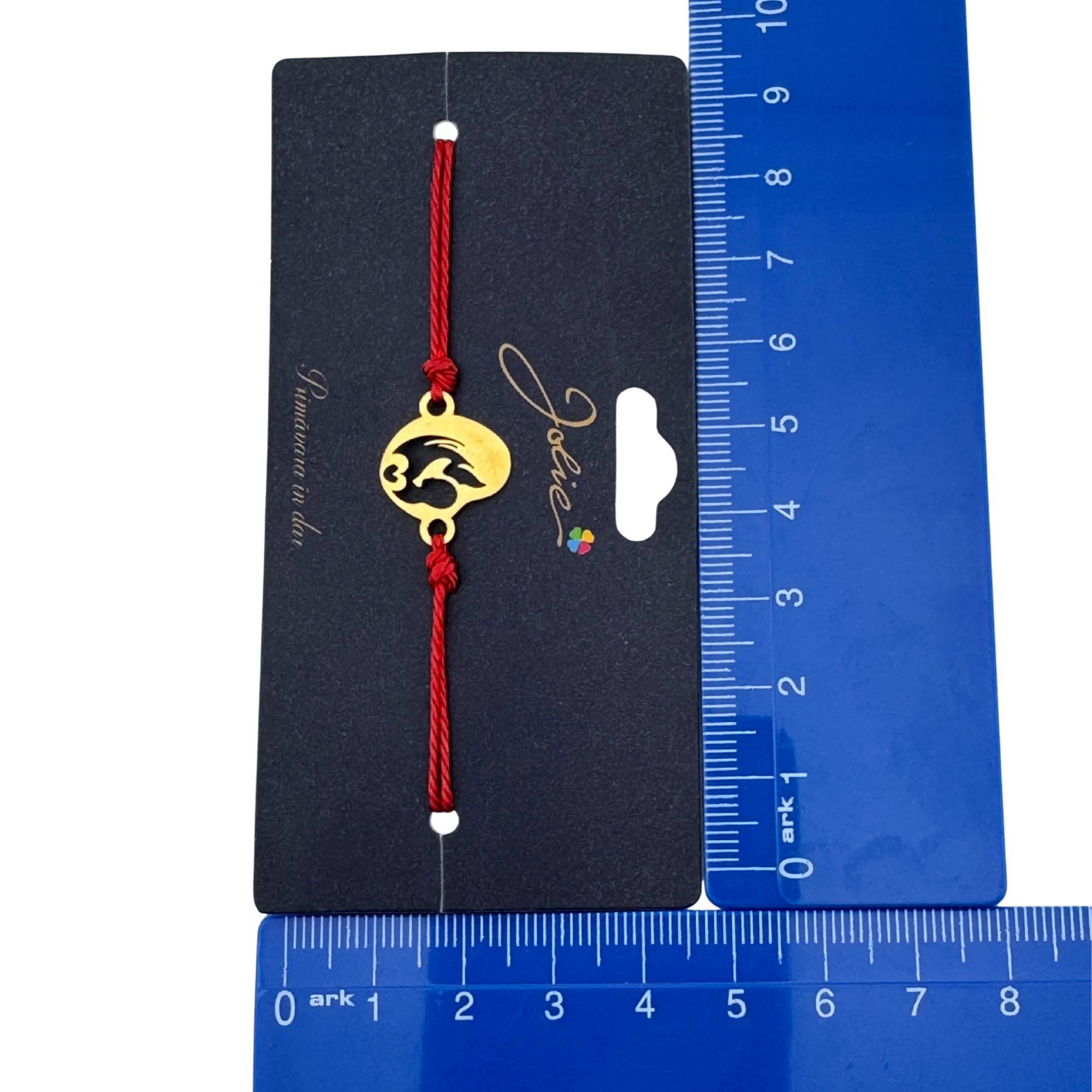 Martisor Bratara Primavara, Textil si Inox, Jolie, Snur Rosu, Model Mama si Bebe, Auriu