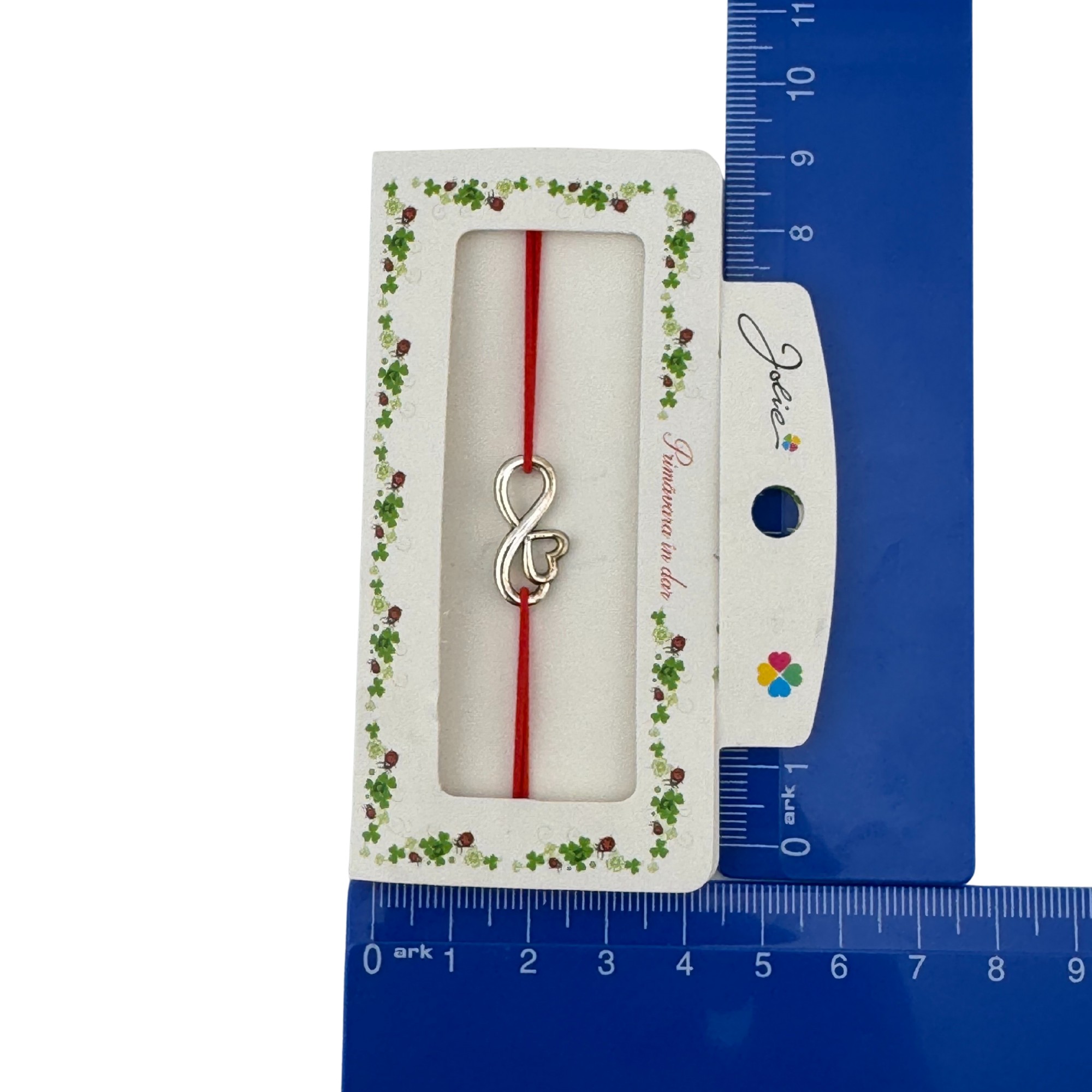 Martisor Bratara cu 2 Noduri Elastica, Jolie, Snur Rosu, Model Inimioare