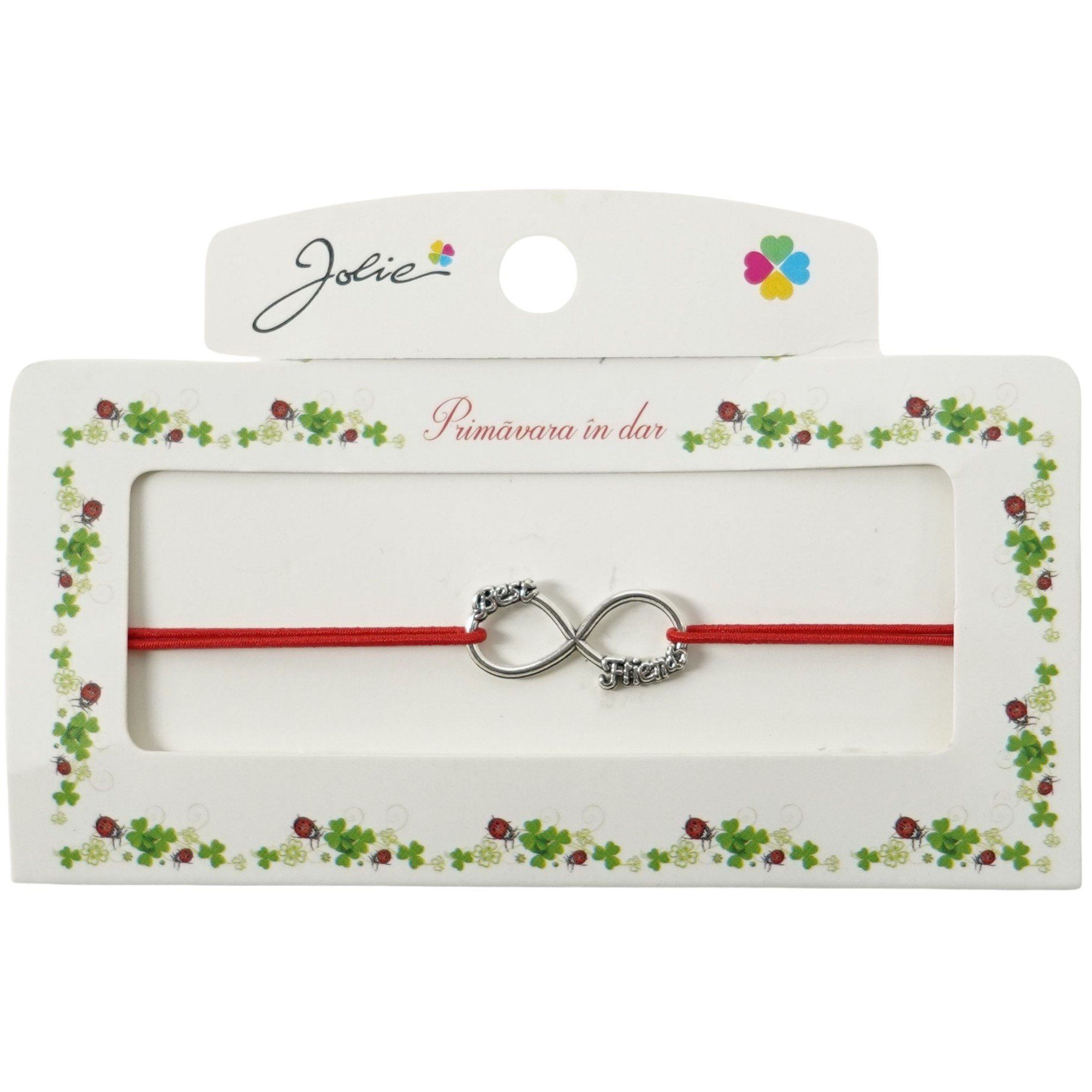 Martisor Bratara cu 2 Noduri Elastica, Jolie, Snur Rosu, Model Infinit Best Friends