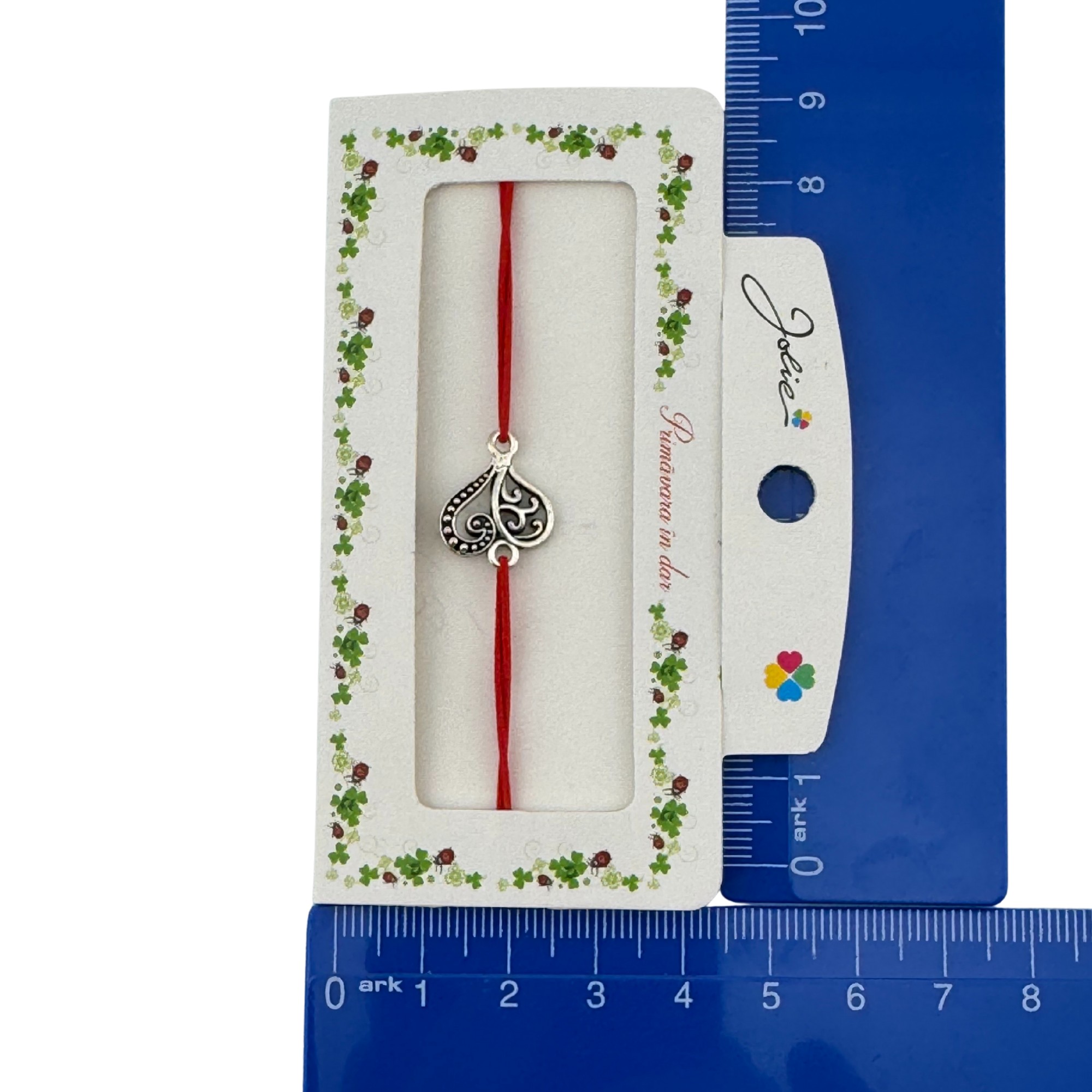 Martisor Bratara cu 2 Noduri Elastica, Jolie, Snur Rosu, Model Inima