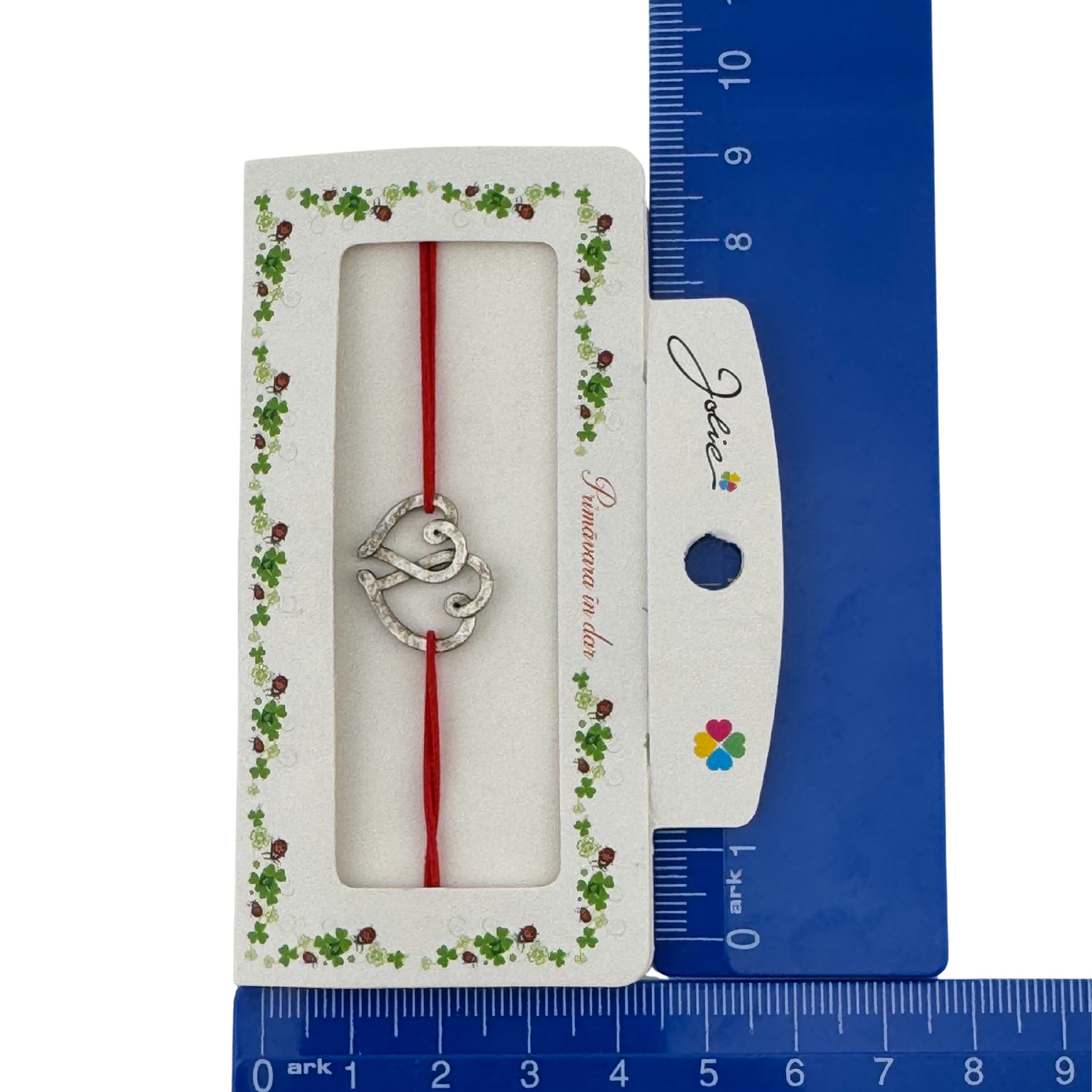 Martisor Bratara cu 2 Noduri Elastica, Jolie, Snur Rosu, Model Doua Inimi