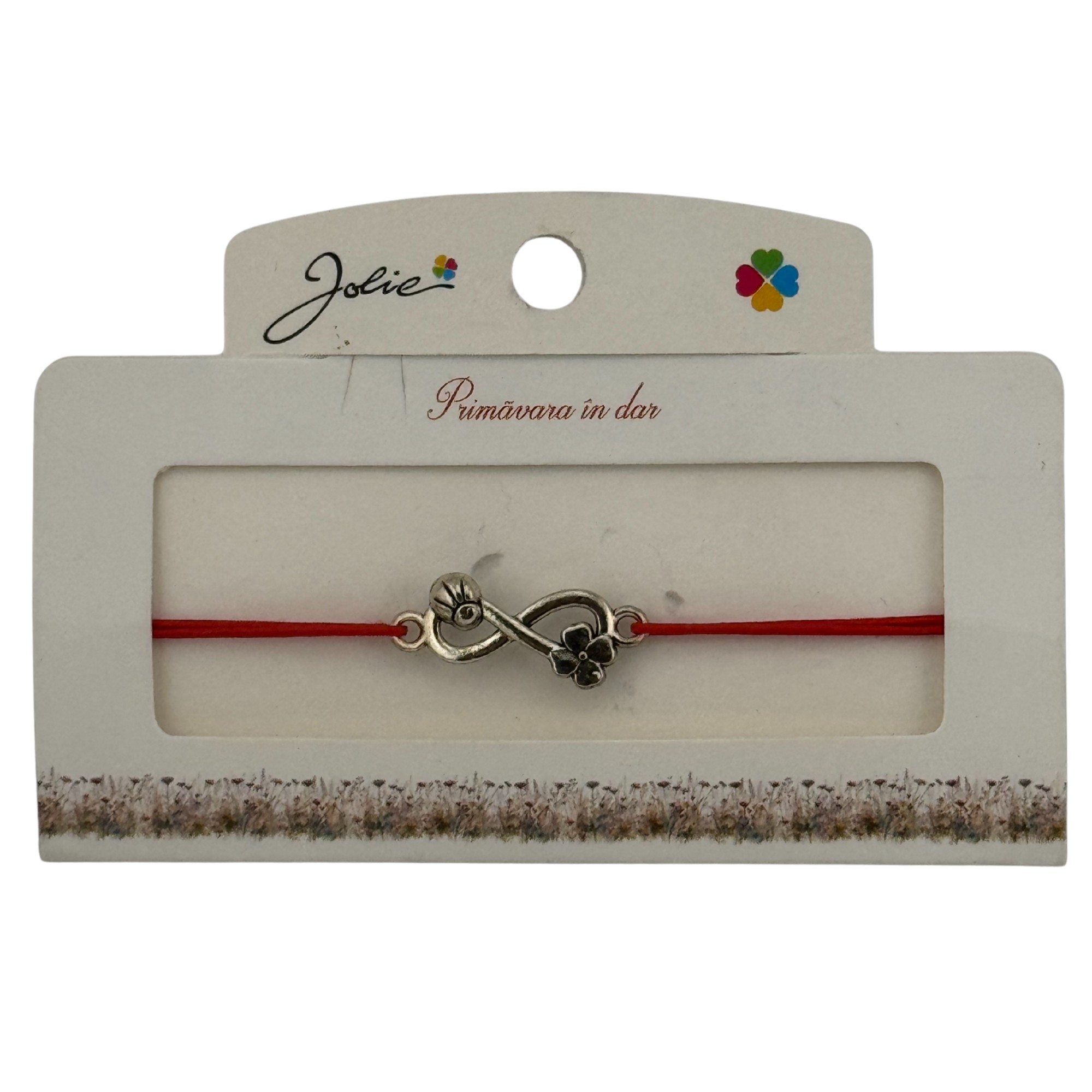 Martisor Bratara cu 2 Noduri Elastica, Jolie, Snur Rosu, Model Infinit