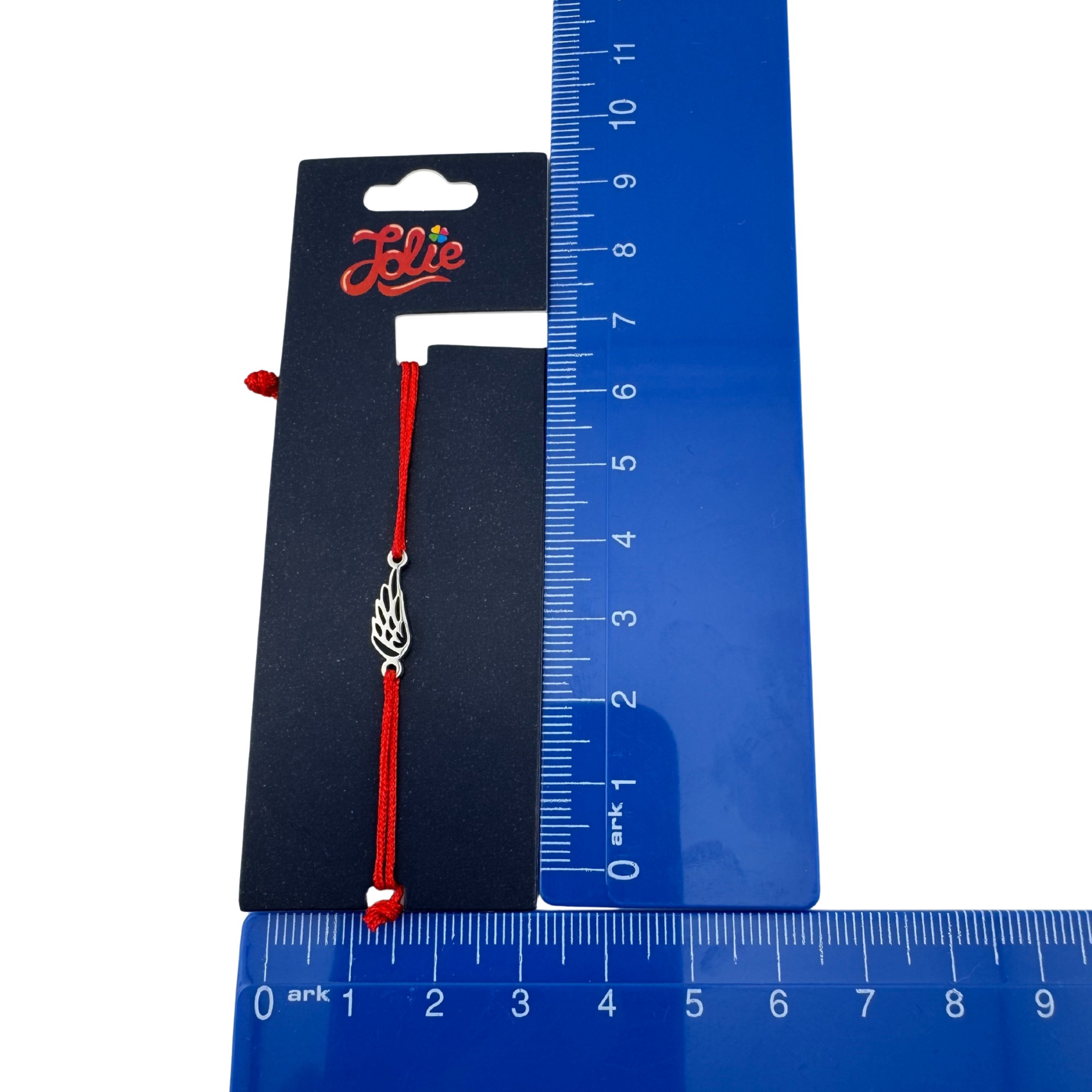 Martisor Bratara din Inox pentru Copii, Jolie, Textil si Inox, Snur Rosu, Model Aripa de Inger, Argintiu