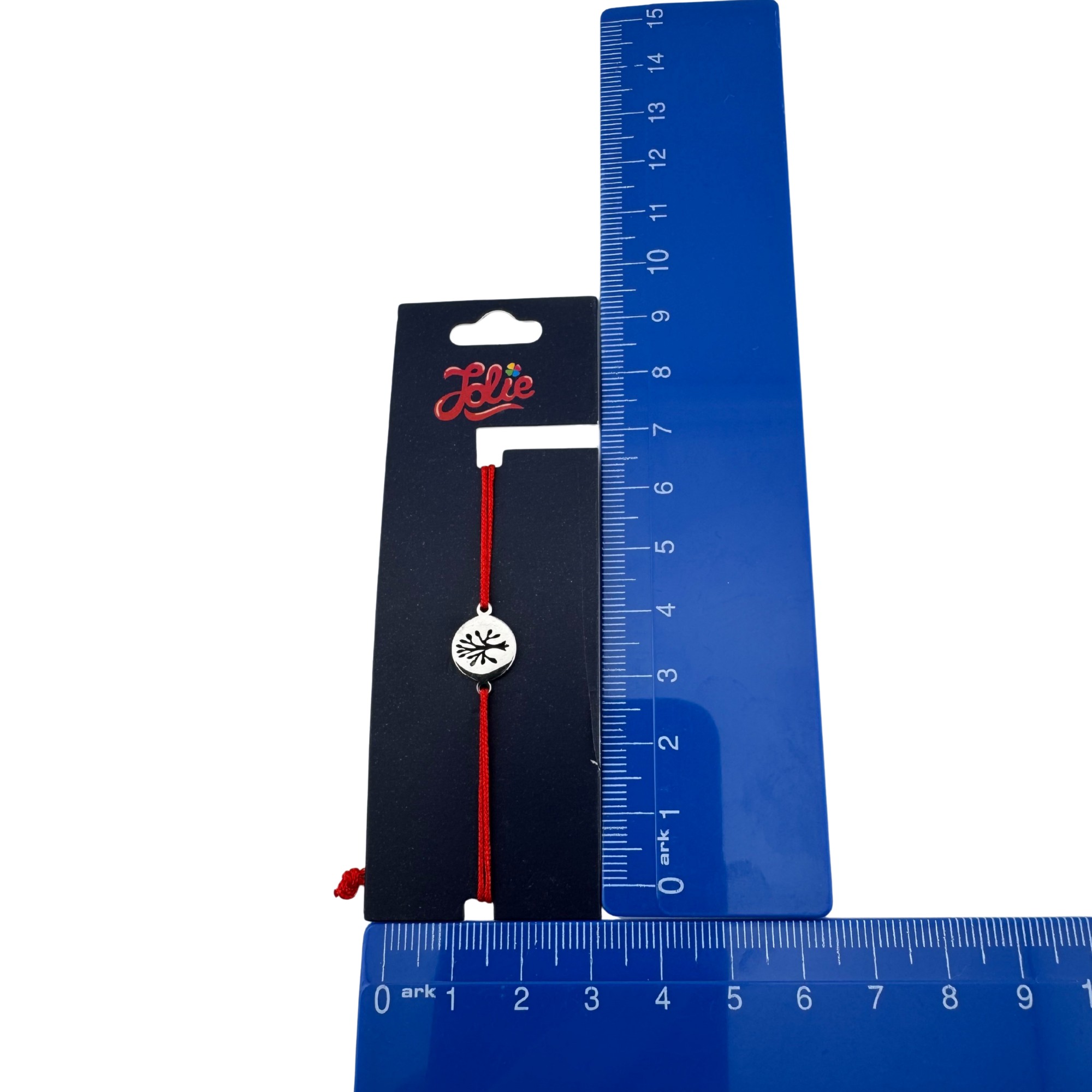 Martisor Bratara din Inox pentru Copii, Jolie, Textil si Inox, Snur Rosu, Model Banut, Argintiu