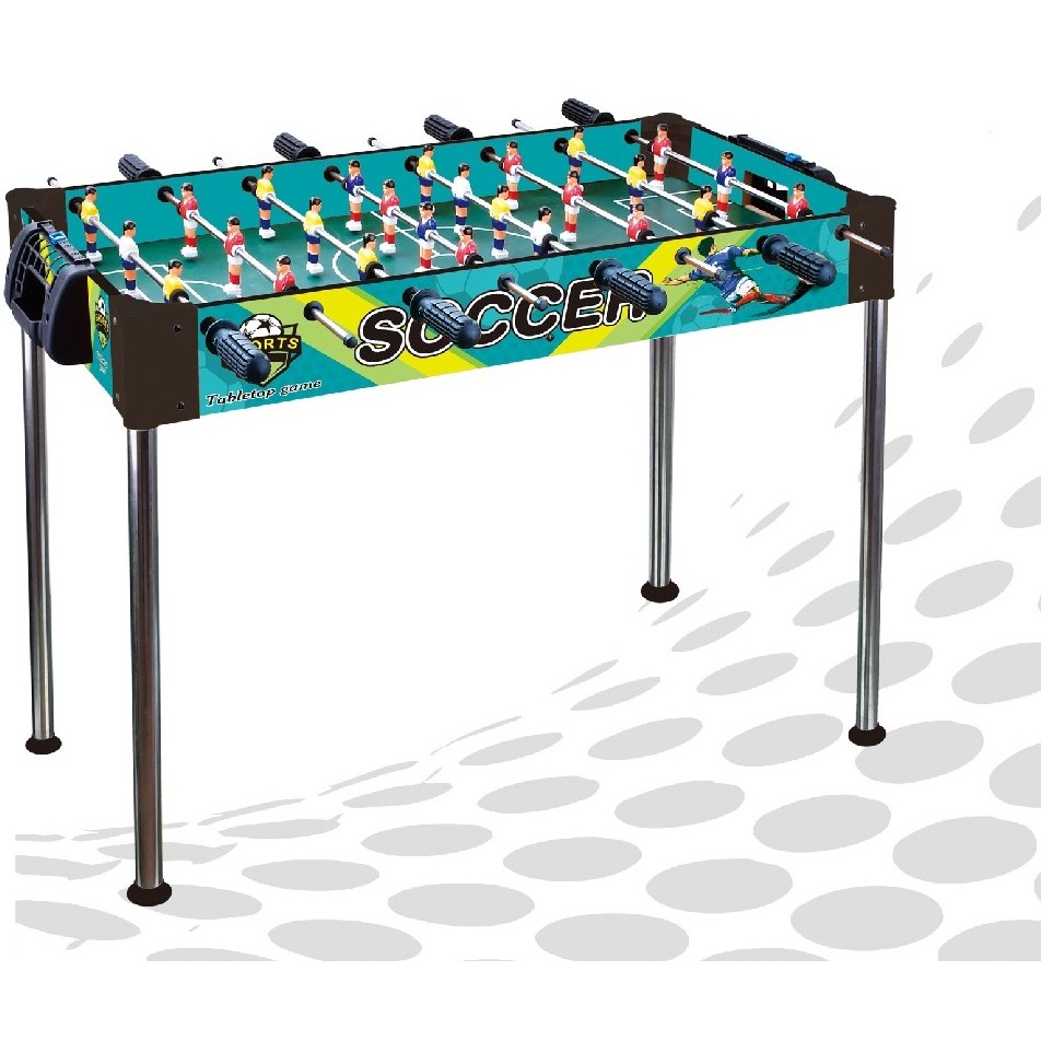 Masa de Fotbal, Flippy, cu Picioare Inalte, 8 Manere, Tablou de Scor, 86 x 62 x 65 cm, din Lemn/Otel si ABS, Albastru