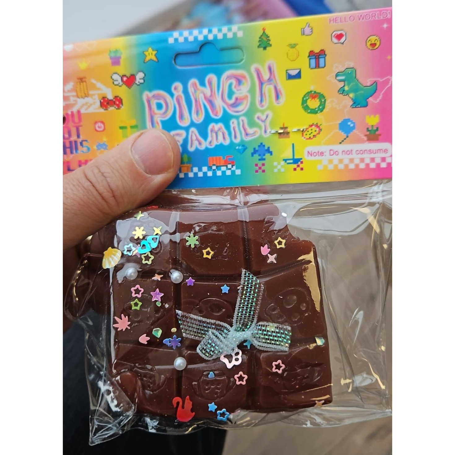 Jucarie Antistres Squishy, Flippy, cu Revenire Lenta, Squeeze Pinch Family, Model Cuburi de Ciocolata, Maro