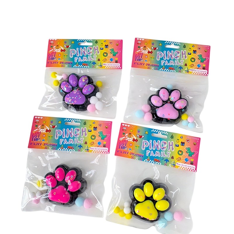 Set 12 Jucarii Antistres Squishy, Flippy, cu Revenire Lenta, Squeeze Pinch Family, Model Labuta de Pisica, 6.8x6.2 cm, 55g, Ambalaj Transparent, 4 Culori