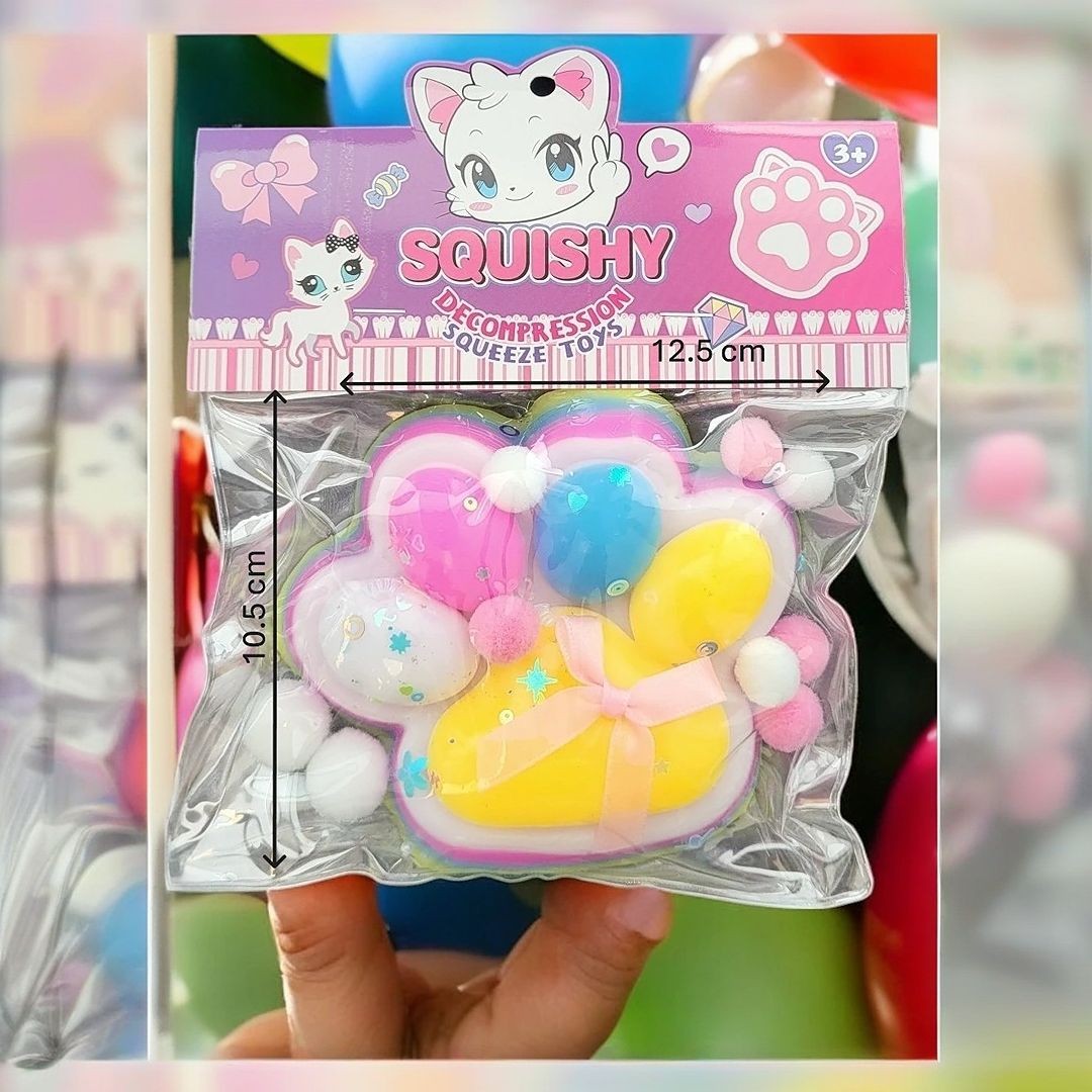 Jucarie Antistres Squishy, Flippy, cu Revenire Lenta, Squeeze Pinch Family, Model Cat Paw, 12.5x10.5 cm, 220g, Ambalaj Transparent, Model 4, Multicolor