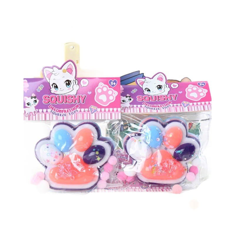 Jucarie Antistres Squishy, Flippy, cu Revenire Lenta, Squeeze Toys, Model Cat Paw, 12.5x10.5 cm, 220g, +3 Ani, din TPR, Model 1, Multicolor